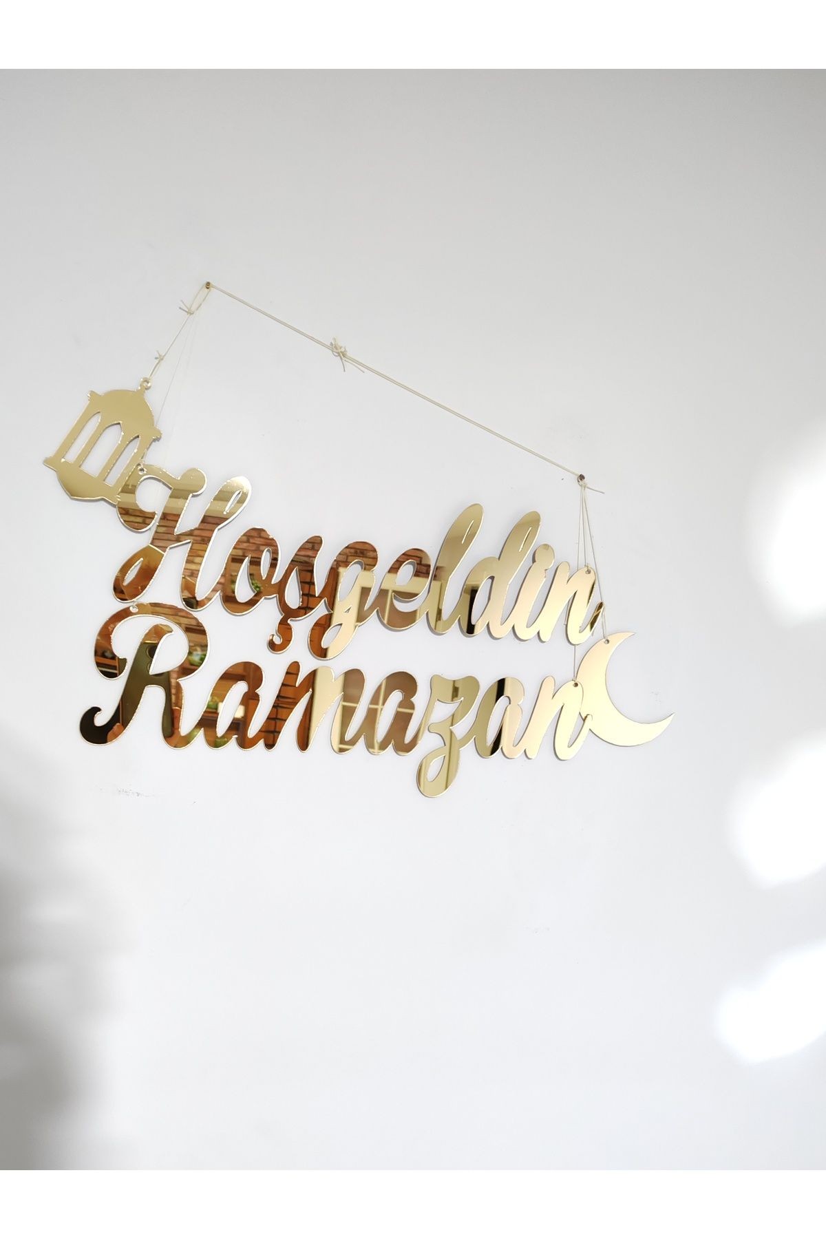 HOŞGELDİN RAMAZAN DUVAR SÜSÜ 40 CM GOLD PLEKSİ