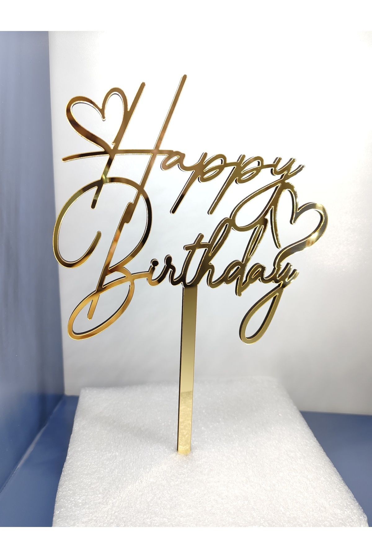 Happy Birthday Pleksi Pasta Süsü Gold