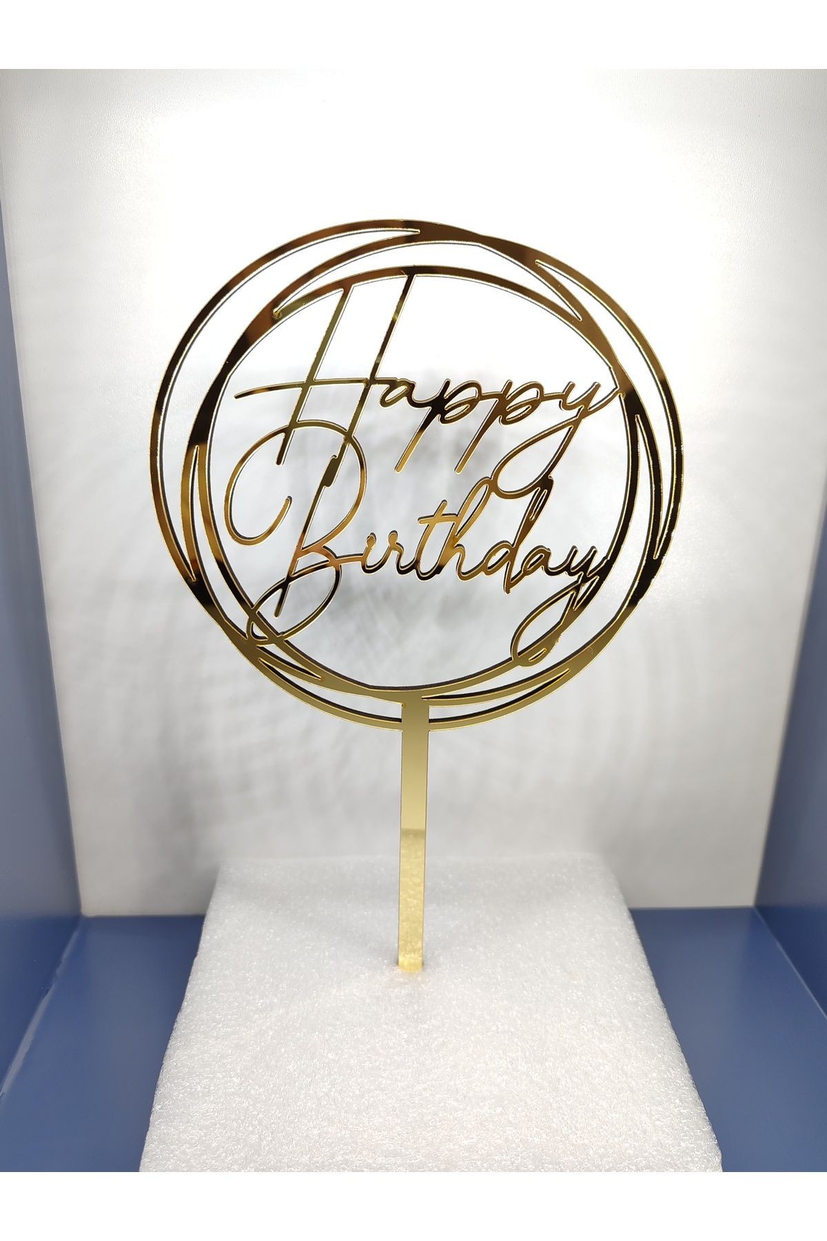 Happy Birthday Yuvarlak Modal Pleksi Pasta Süsü