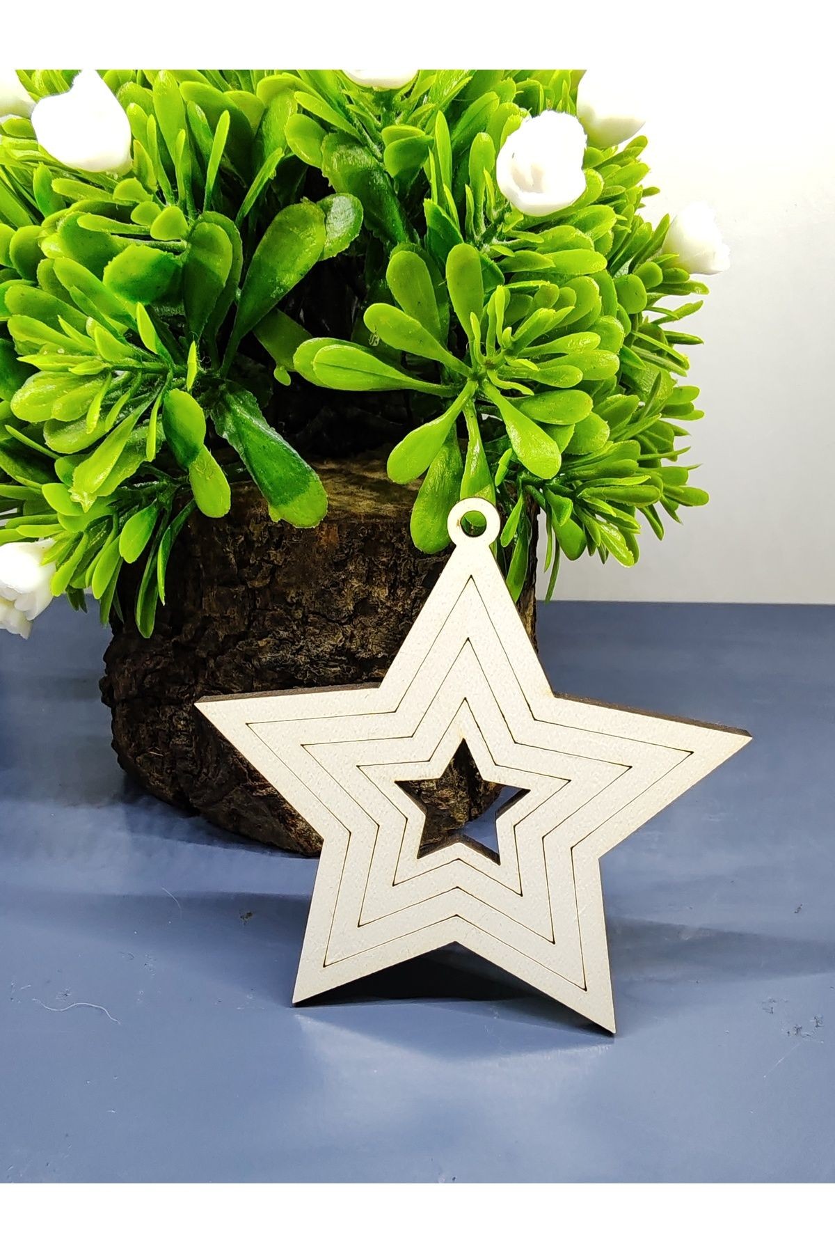 Yeni Yıl Merry Christmas Mdf Ağaç Süsü ( 5'li Paket)