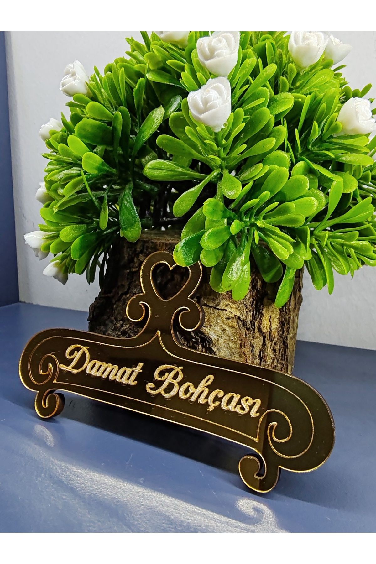 Kişiye Özel Tasarım Pleksi Damat Bohçası Yazısı Kazıma Bohça Süsü Gold (5 ADET)