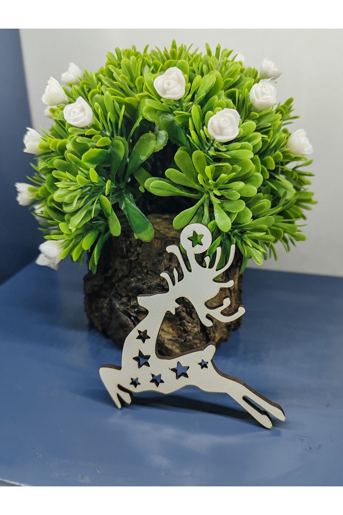 Yeni Yıl Merry Christmas Mdf Ağaç Süsü ( 5'li Paket)