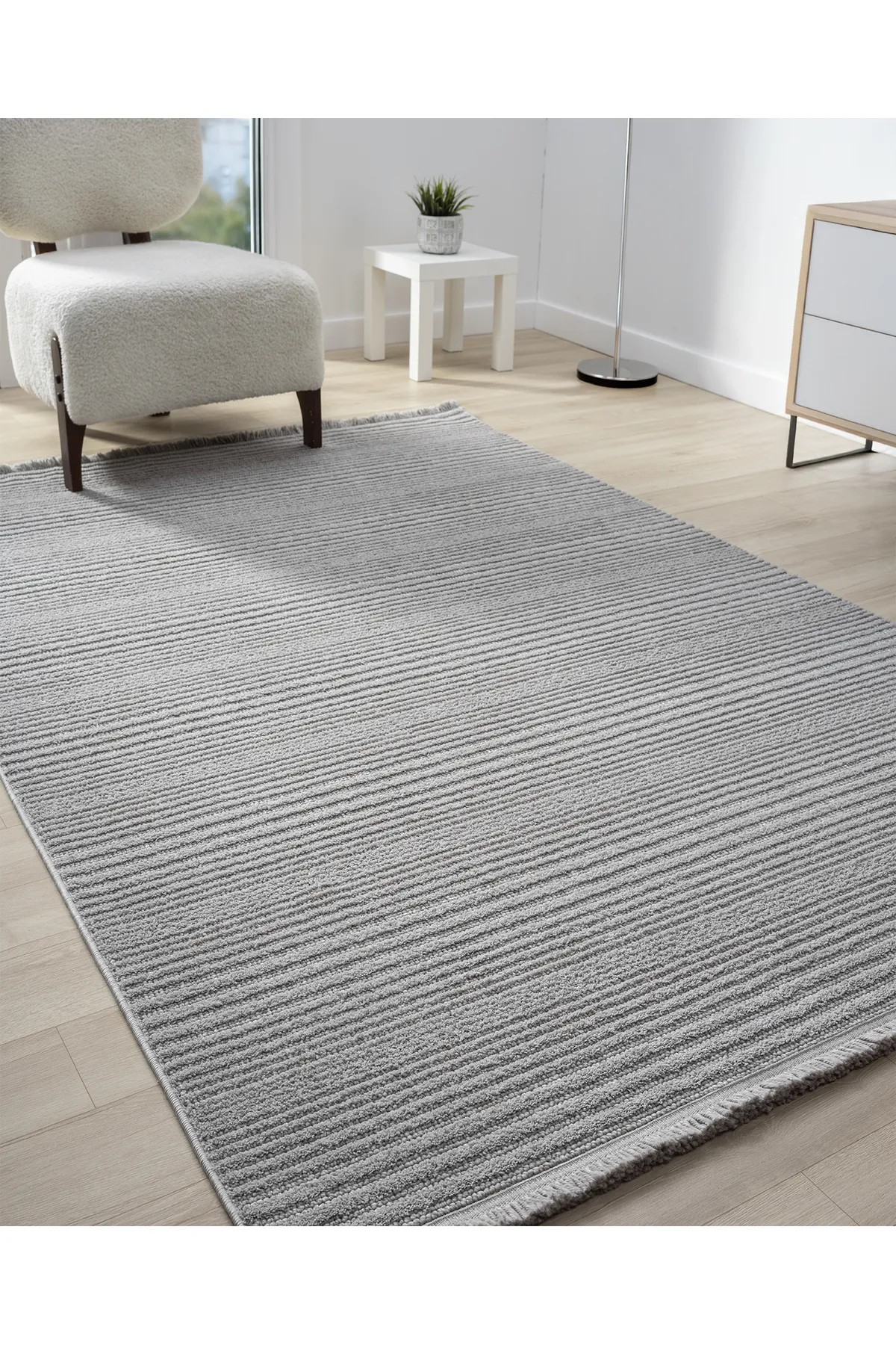 Step Serisi Naturel Bukleli Yumuşak Dokulu Iskandinav Dokuma Halı