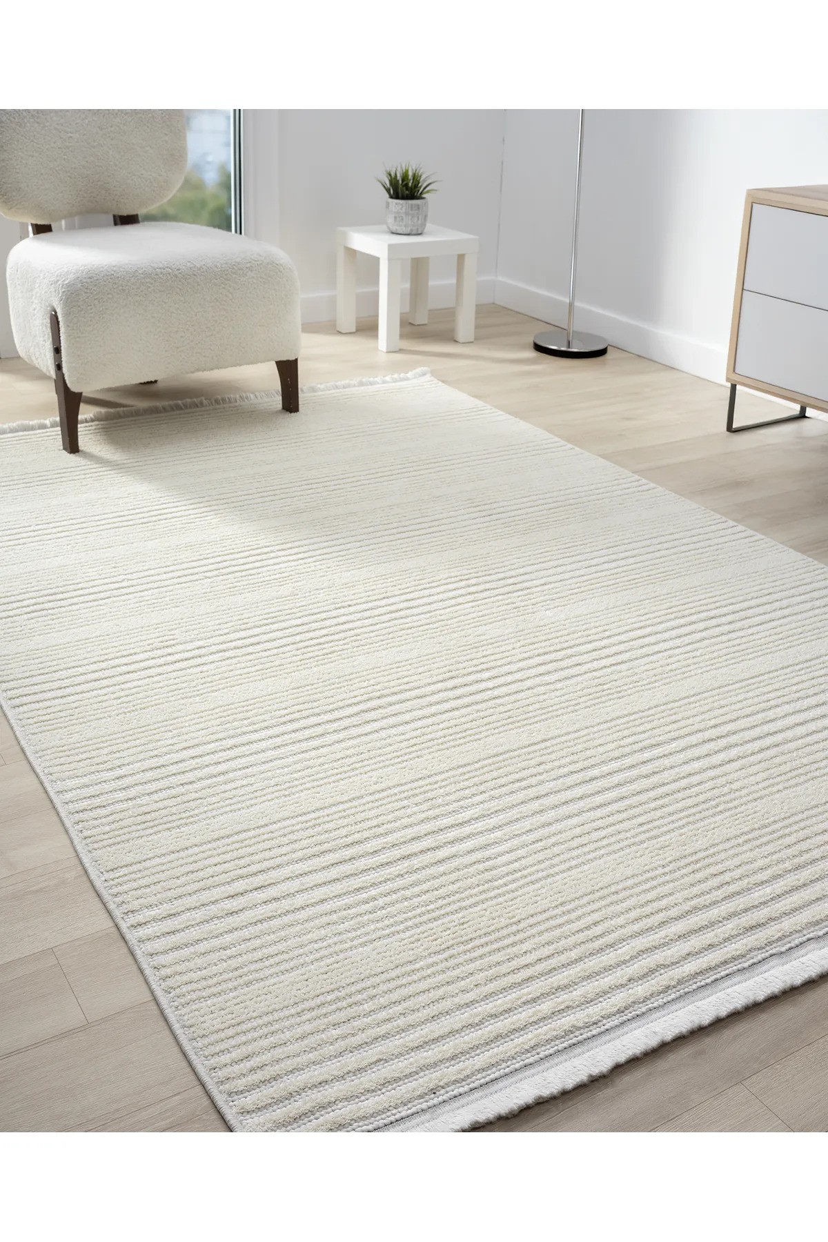 Step Serisi Naturel Bukleli Yumuşak Dokulu Iskandinav Dokuma Halı