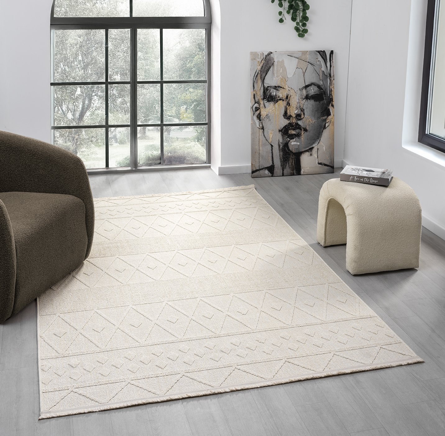 Lara İskandinav Dokuma Bukleli Modern Salon Halısı Mutfak Halısı Koridor Halısı Yolluk