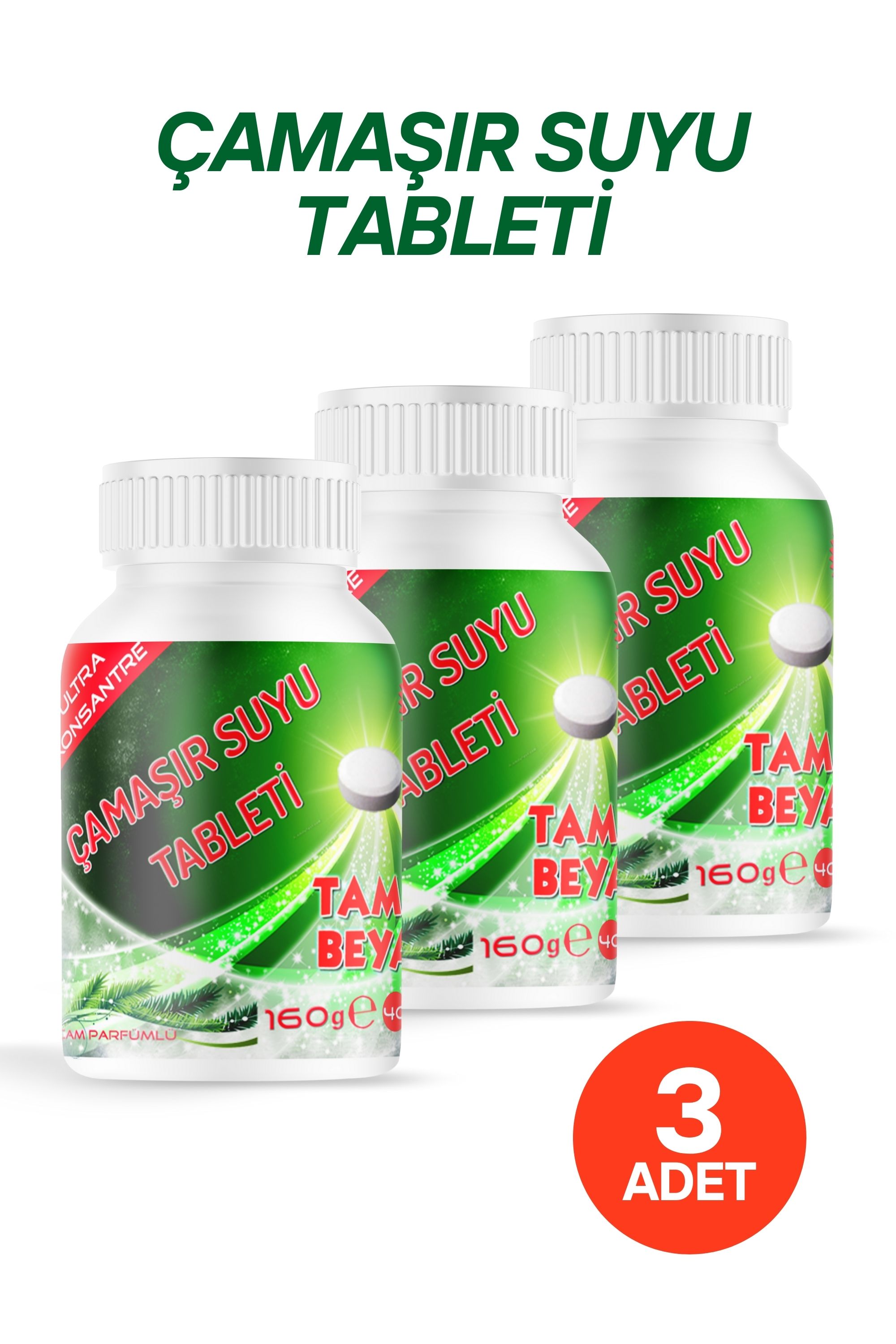 3 Adet Tampa Çamaşır Suyu Tableti Ultra Konsantre 120 Tablet