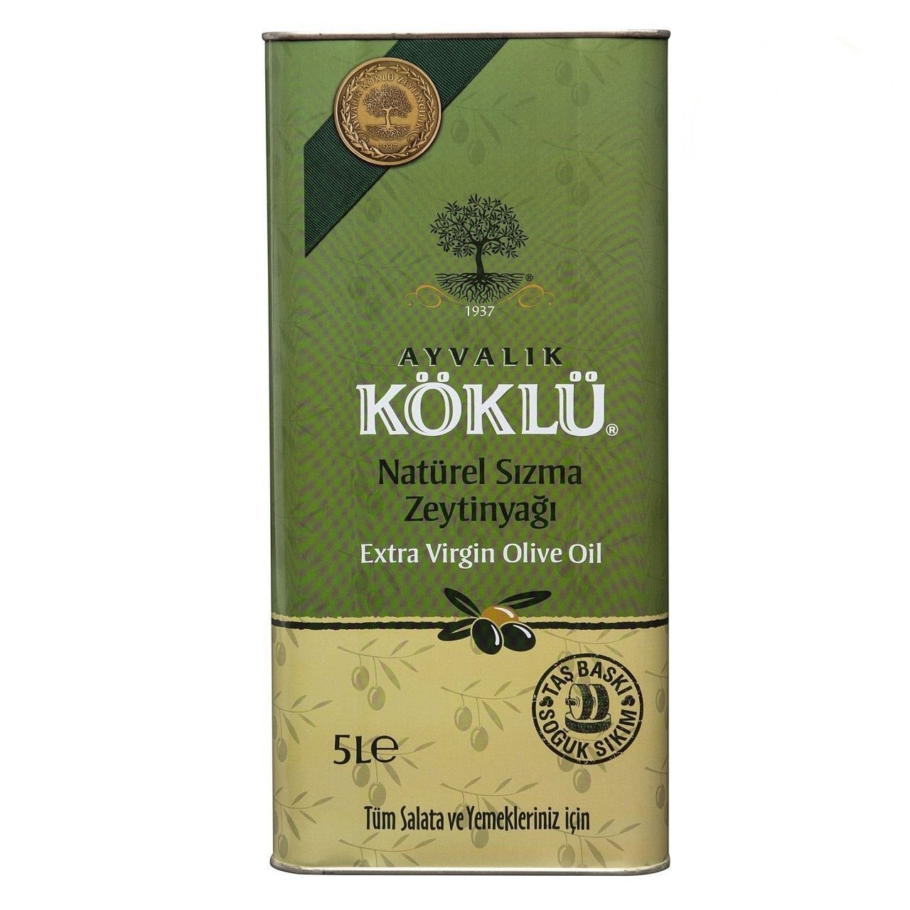 Taş Baskı Soğuk Sıkım Erken Hasat Natural Sızma Ayvalık Zeytinyağı 5 Lt