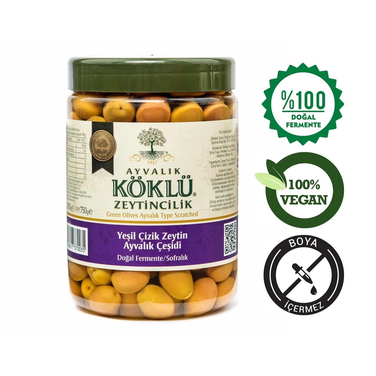 Ayvalık Yeşil Çizik Zeytin 1000cc
