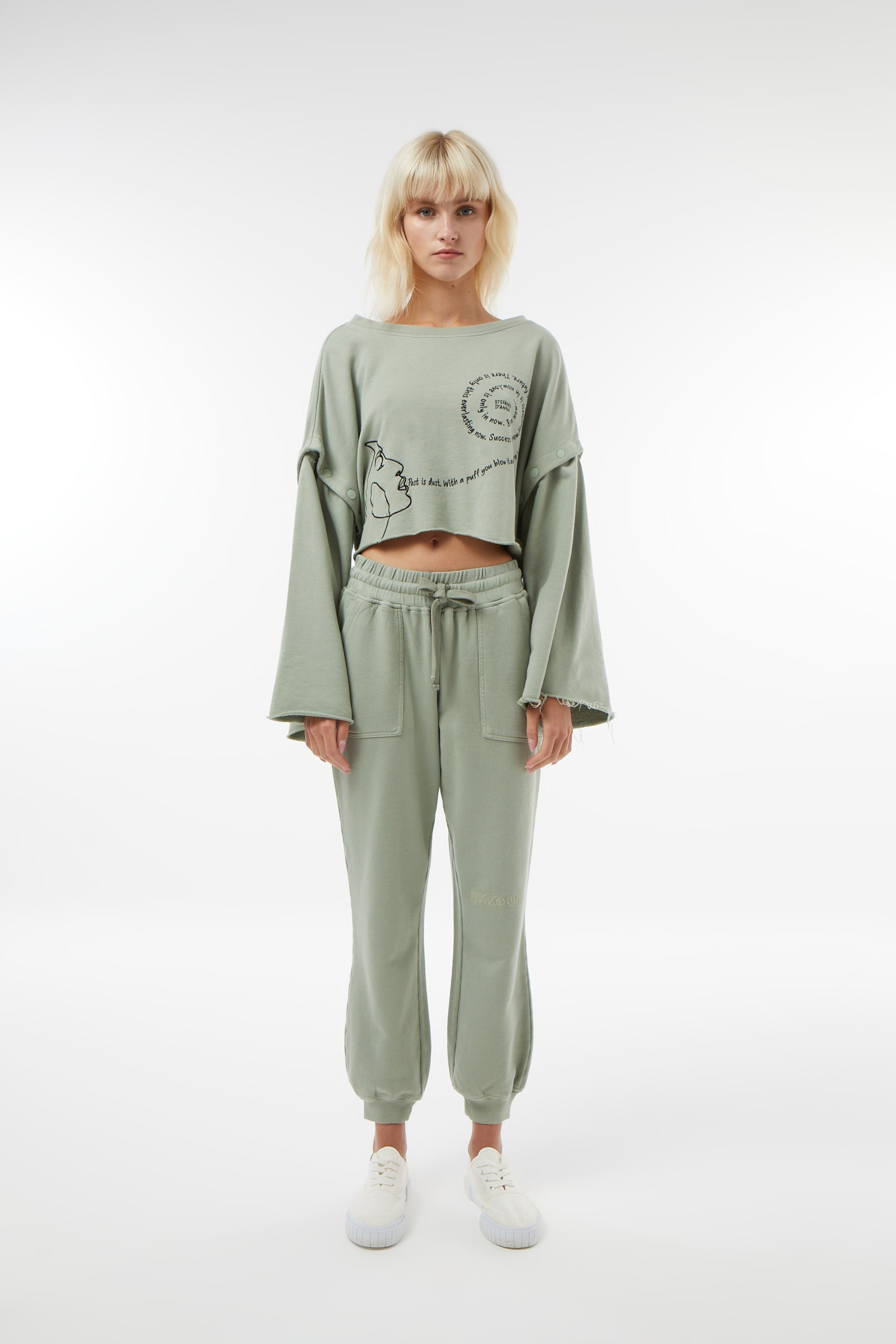 Crop Sweatshirt - Silver Green