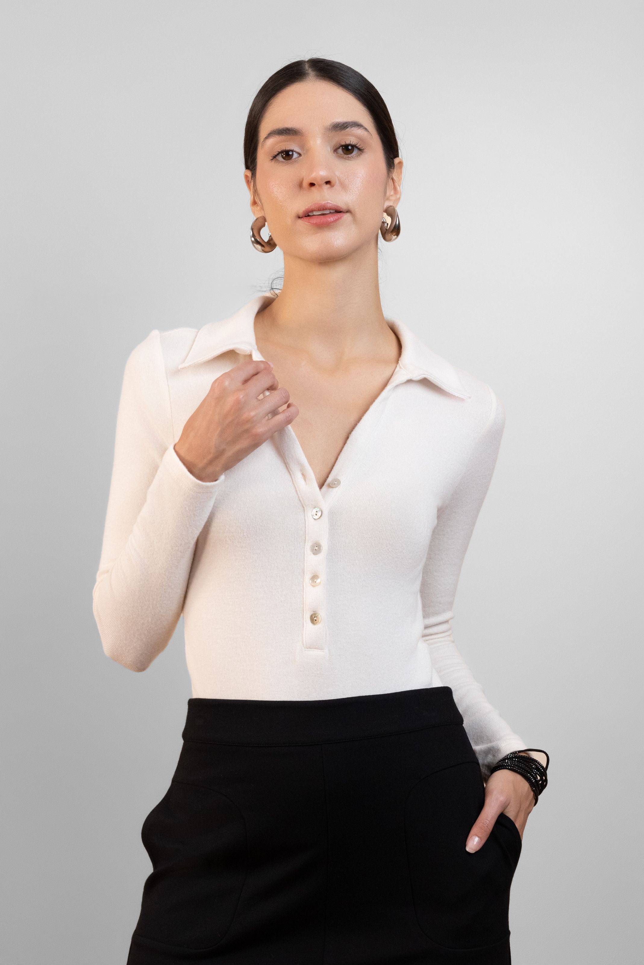 7Ground X Ayşe Köroğlu Polo Yaka - Ekru