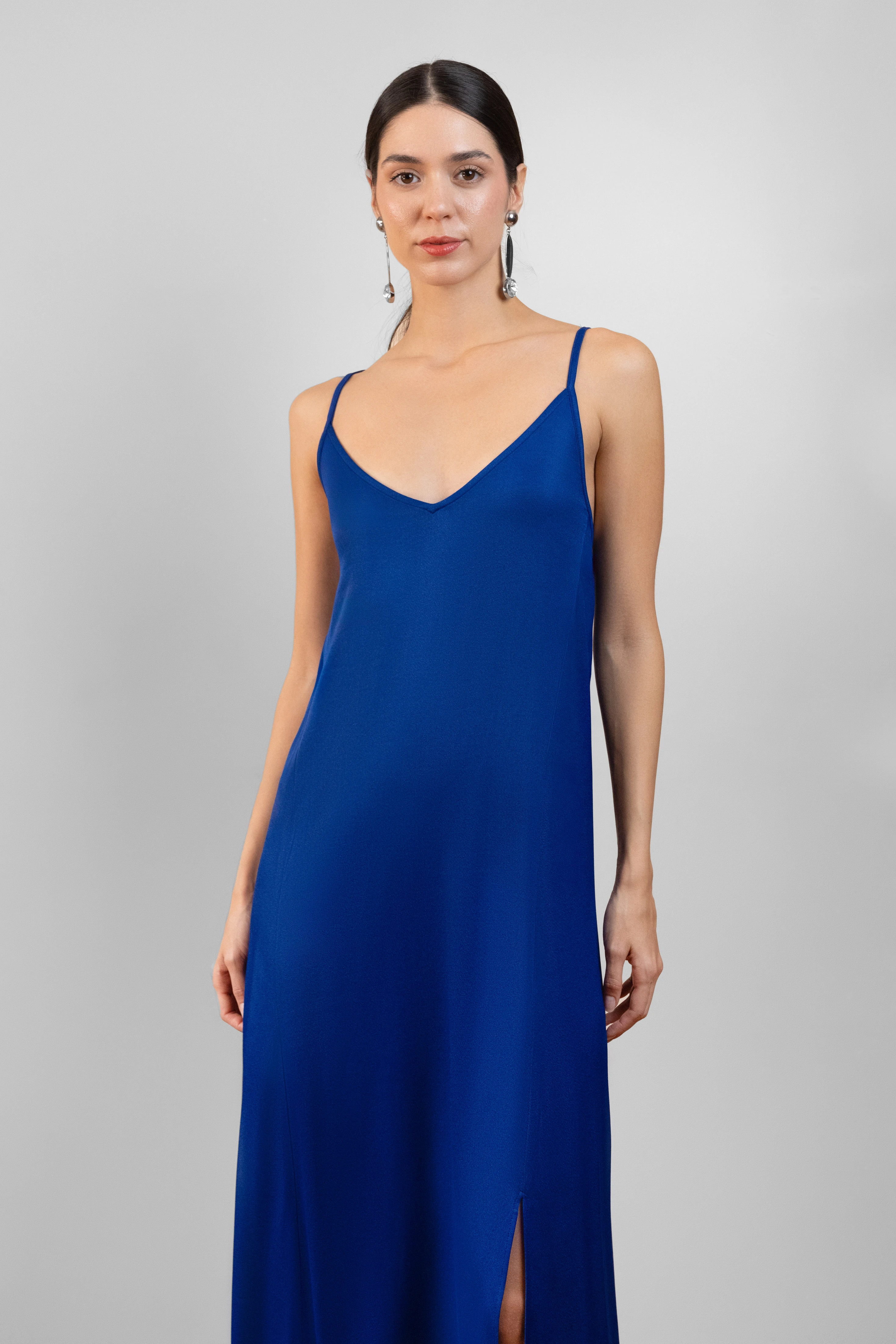 7Ground X Ayşe Köroğlu Saten Elbise- Premium - Mavi