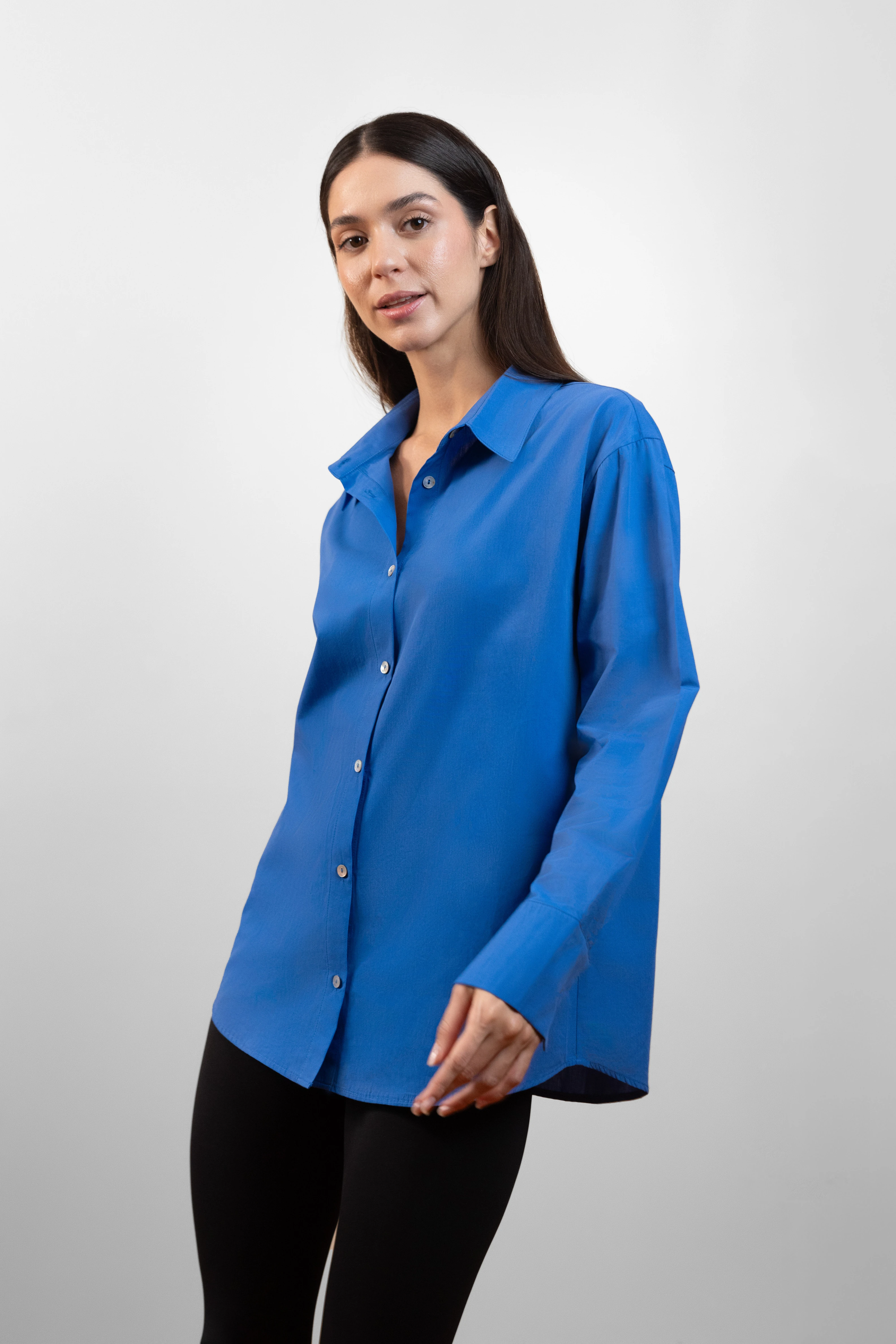 7Ground X Ayşe Köroğlu Poplin Gömlek - Mavi