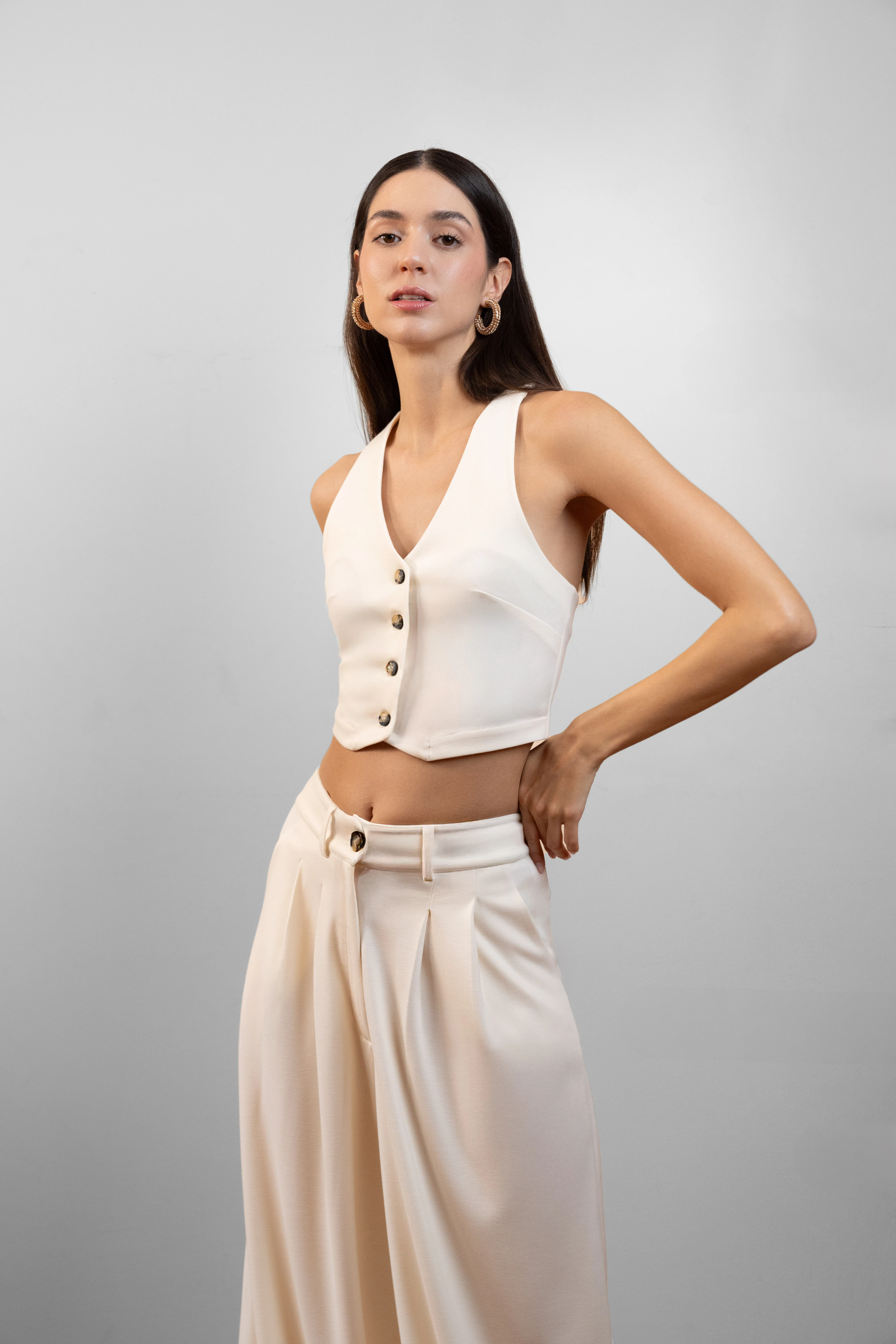 7Ground X Ayşe Köroğlu Yelek- Premium - Ekru