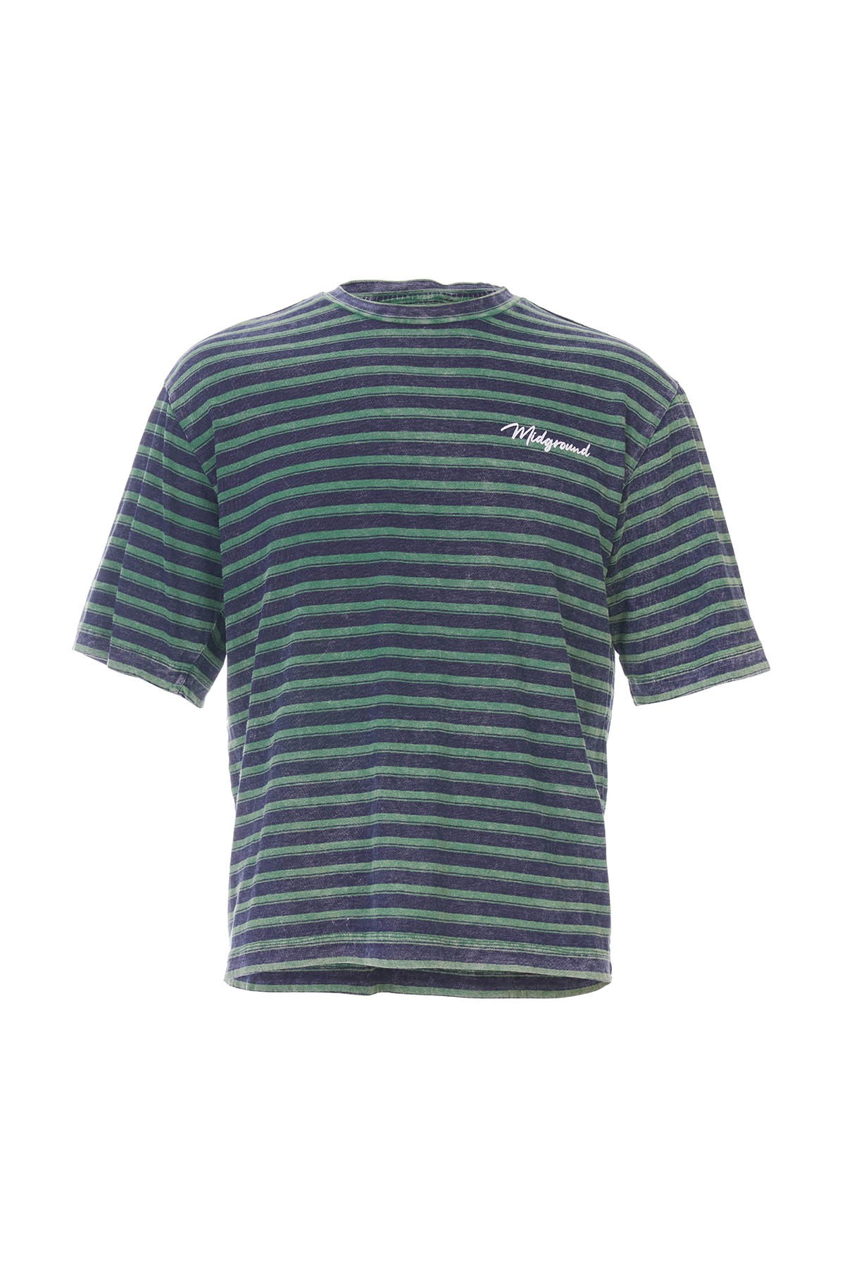 Drop #M157-C/1 Indigo Striped  Tshirt - Yeşil