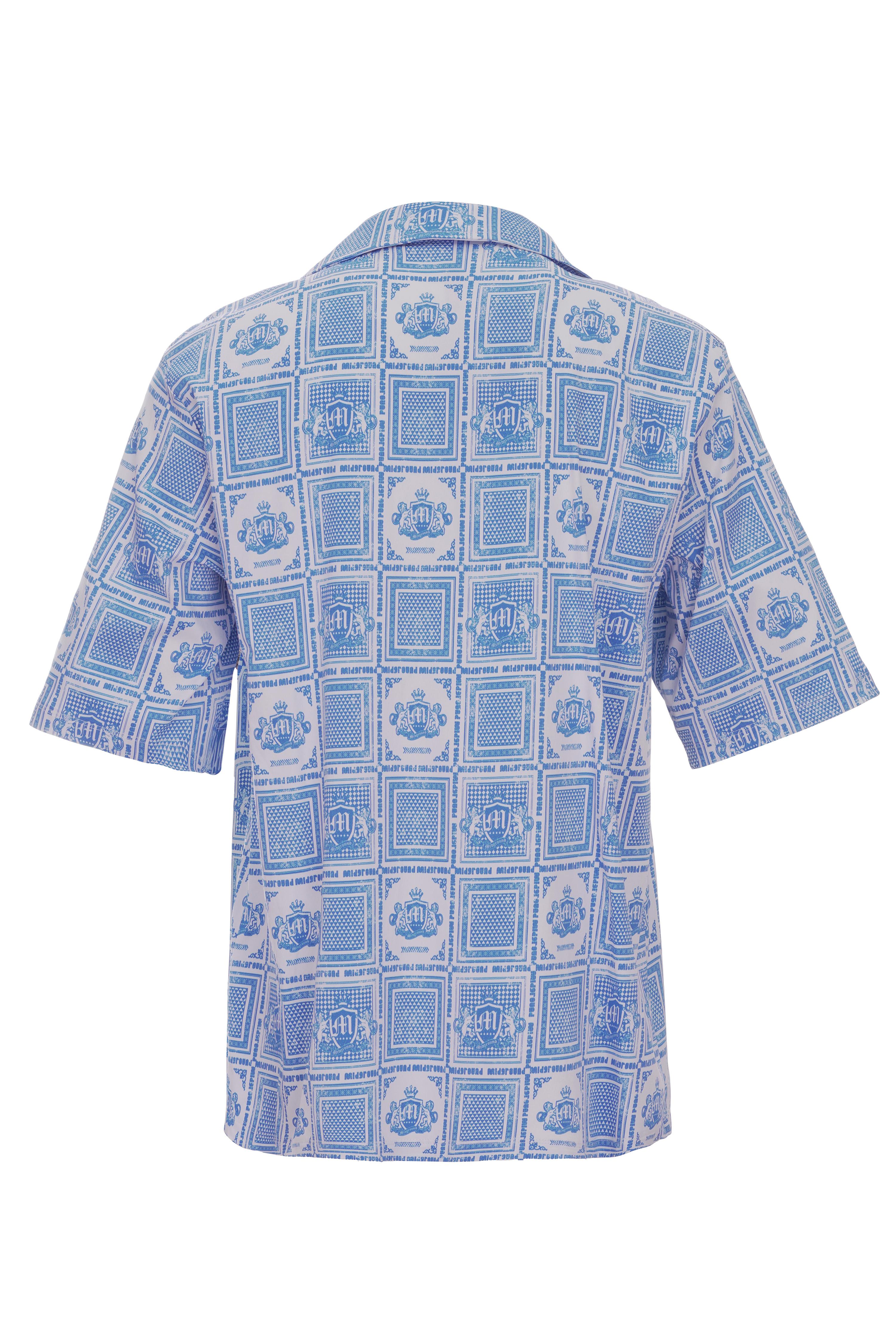 Cuban Collar Printed Oversised Shirt