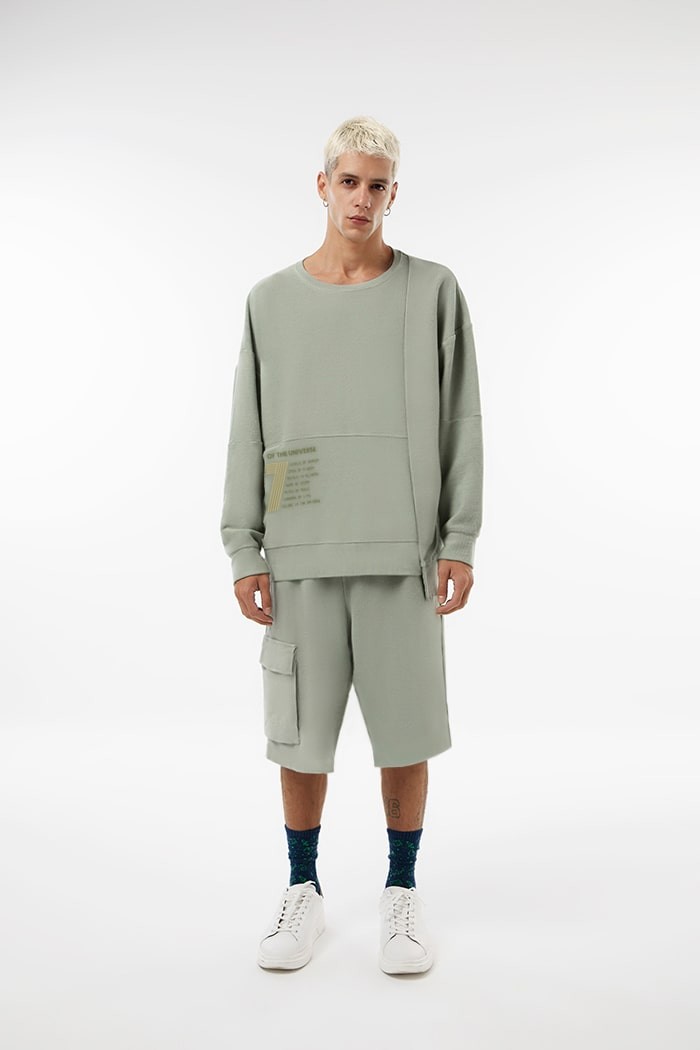 Asitmetrik Kesim Sweatshirt - Silver Green