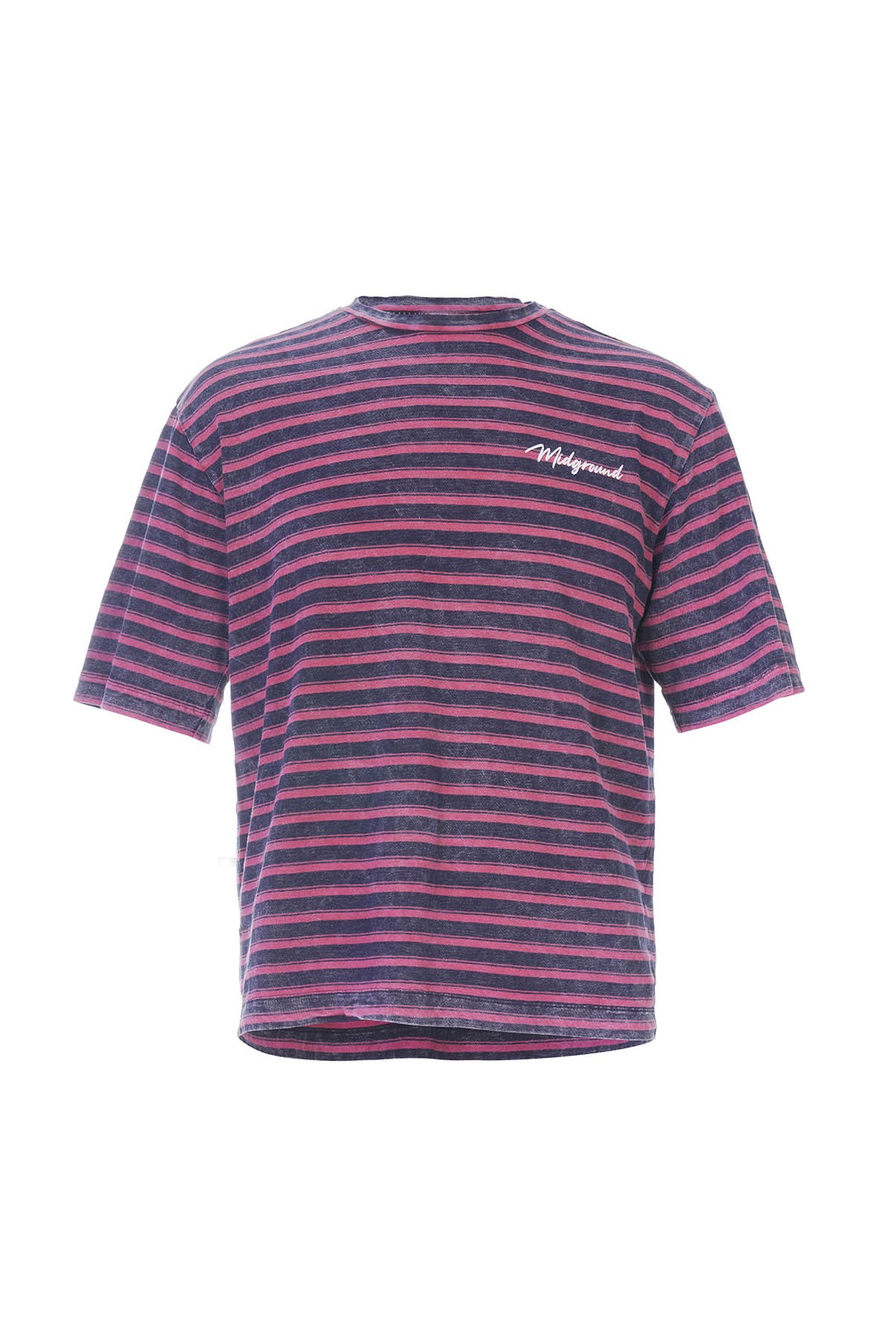 Drop #M157-C/2 Indigo Striped  Tshirt - Kırmızı