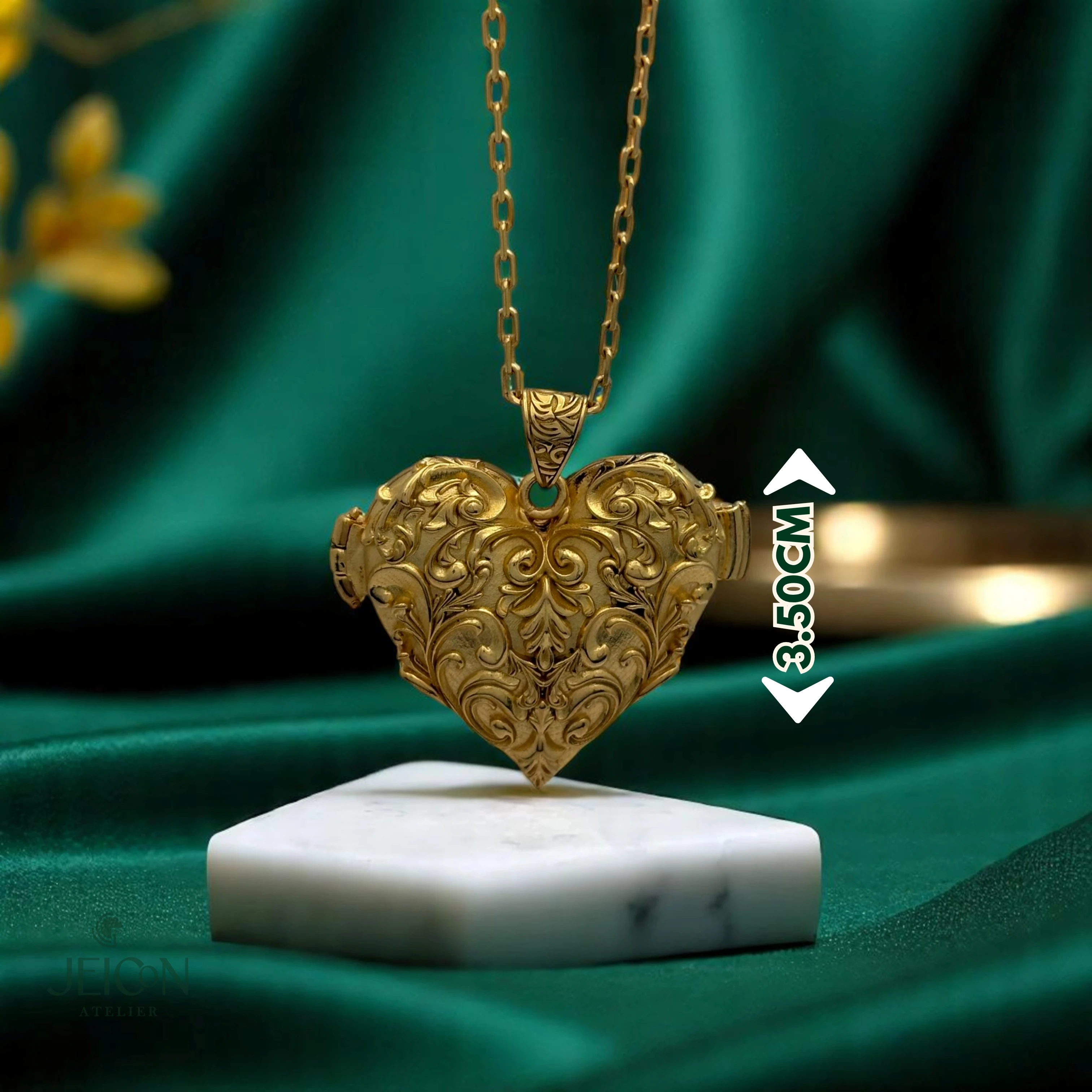 Altın Kaplama Büyük Boy 925 Ayar Gümüş Kapaklı Kalp Madalyon