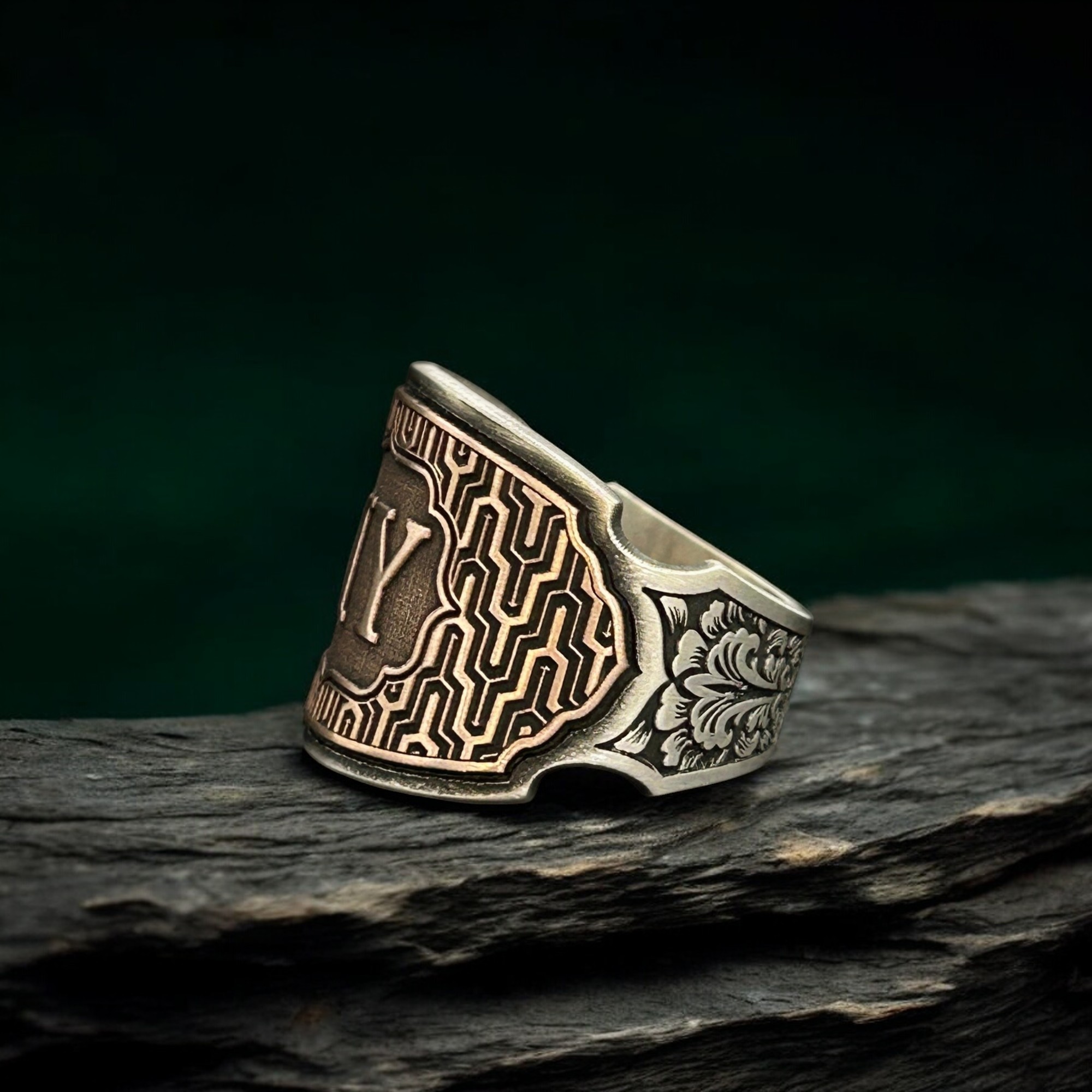 Özelleştirilebilir Monogram Harfli 925 Ayar Gümüş Yüzük