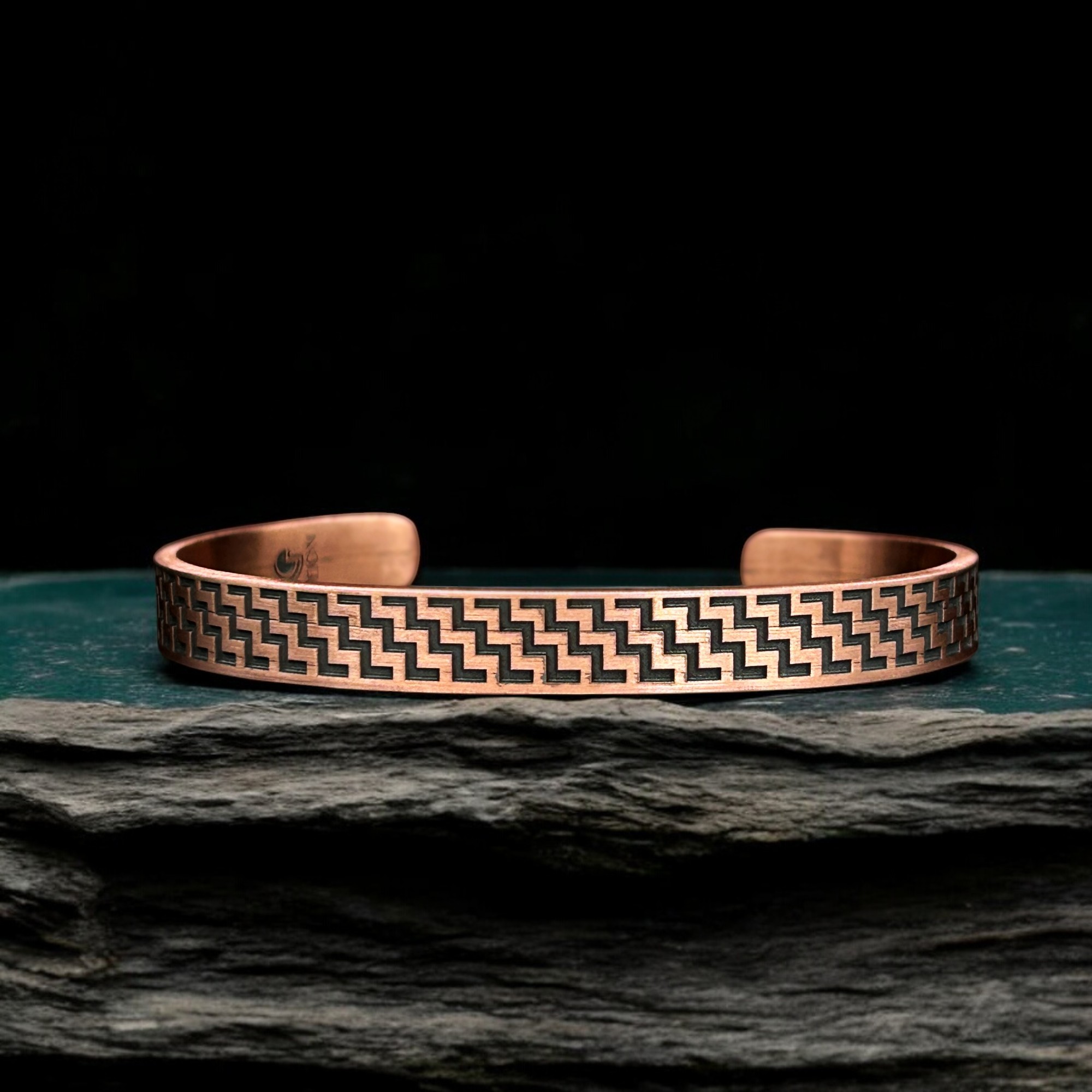 0.8 Cm. Özelleştirilebilir Hasır Desenli Bakır Bilezik