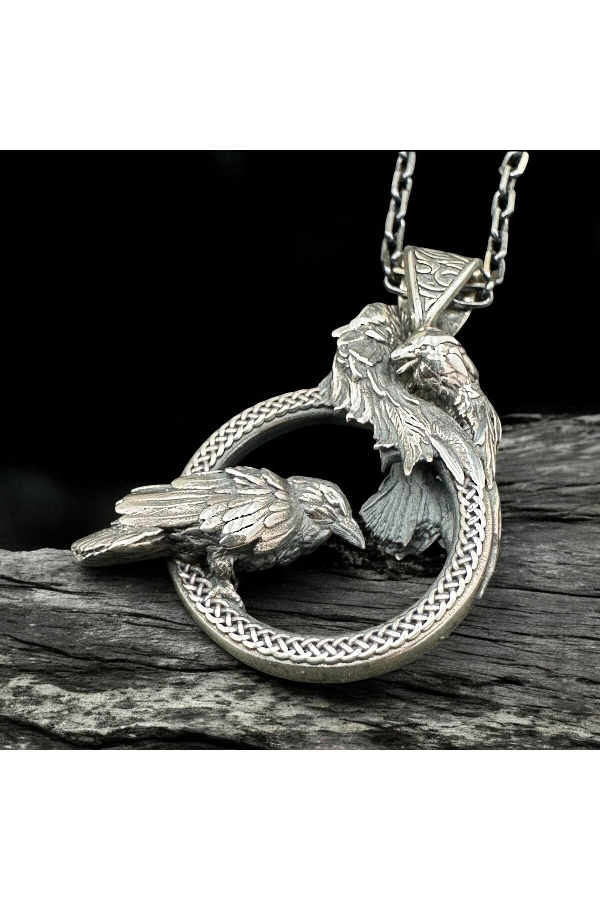 Odin Kuzgunları Hugin & Munin925 Ayar Gümüş Kolye