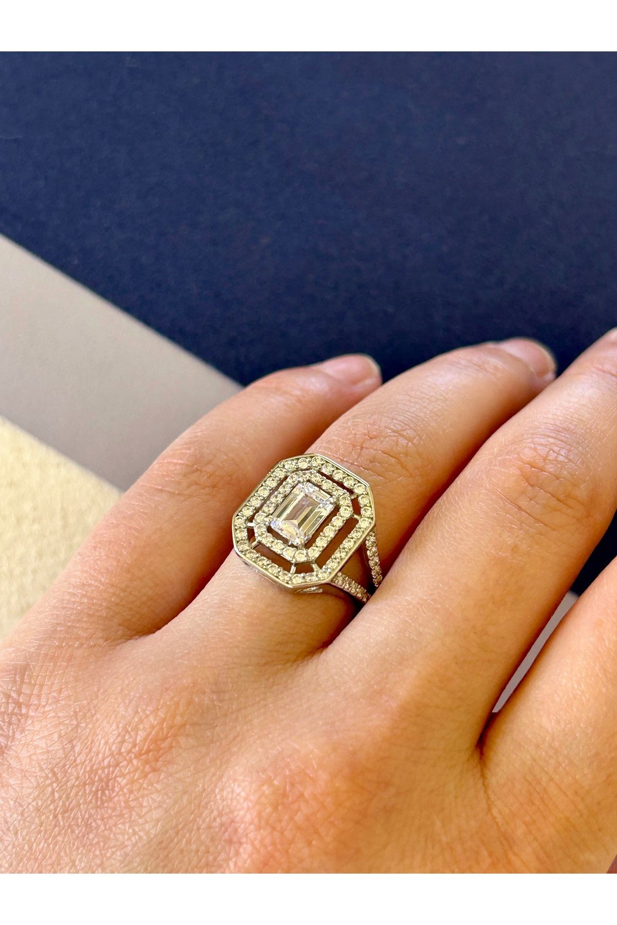 4,20 Gr Silver Renk Dikdörtgen Baget ve Zirkon Taşlı Yüzük