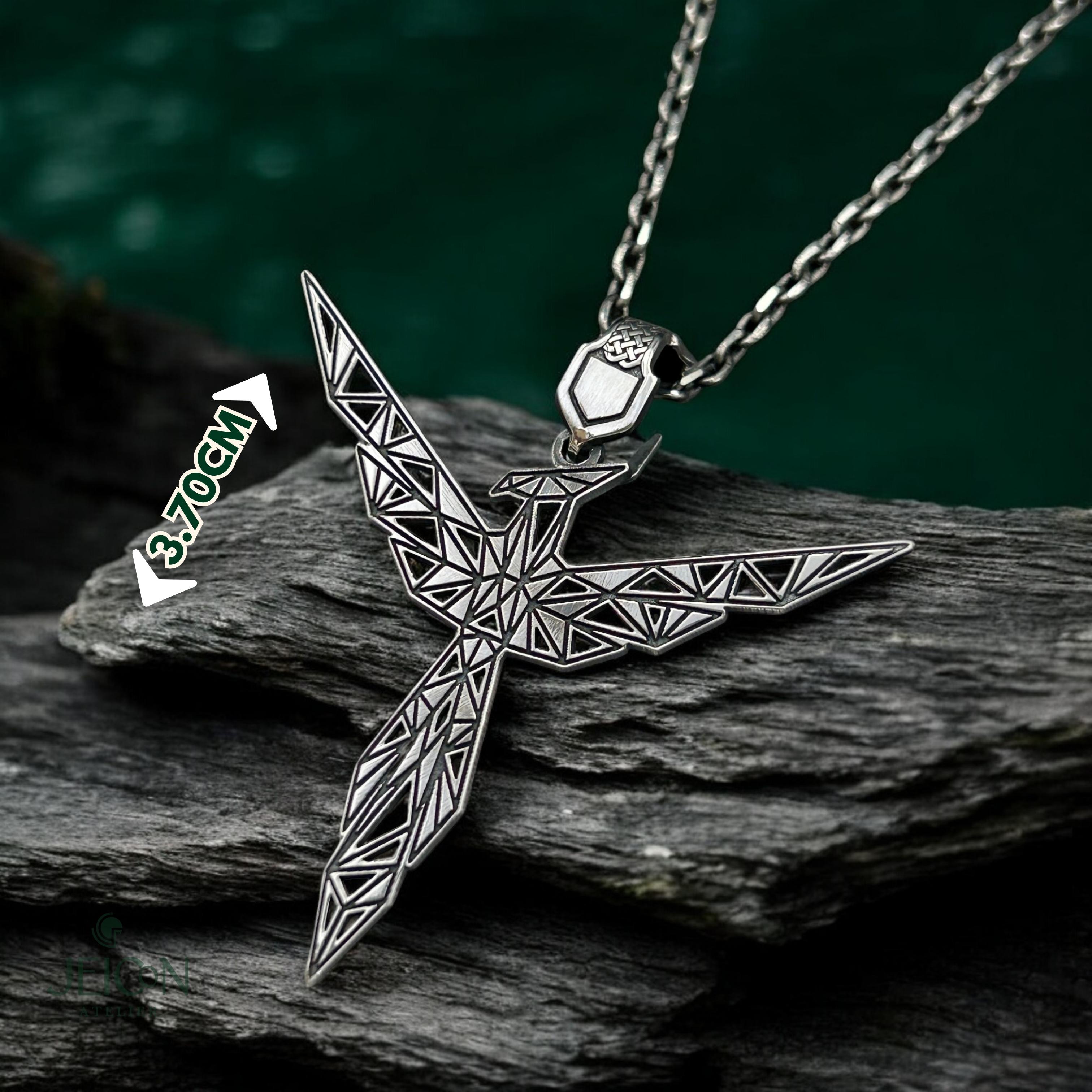 Origami Anka Kuşu 925 Ayar Gümüş Kolye
