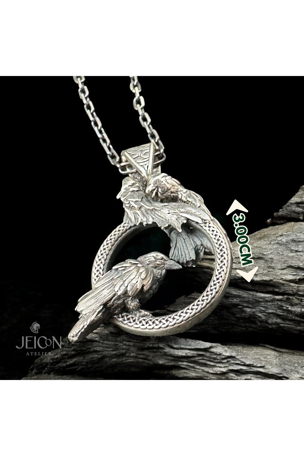 Odin Kuzgunları Hugin & Munin925 Ayar Gümüş Kolye