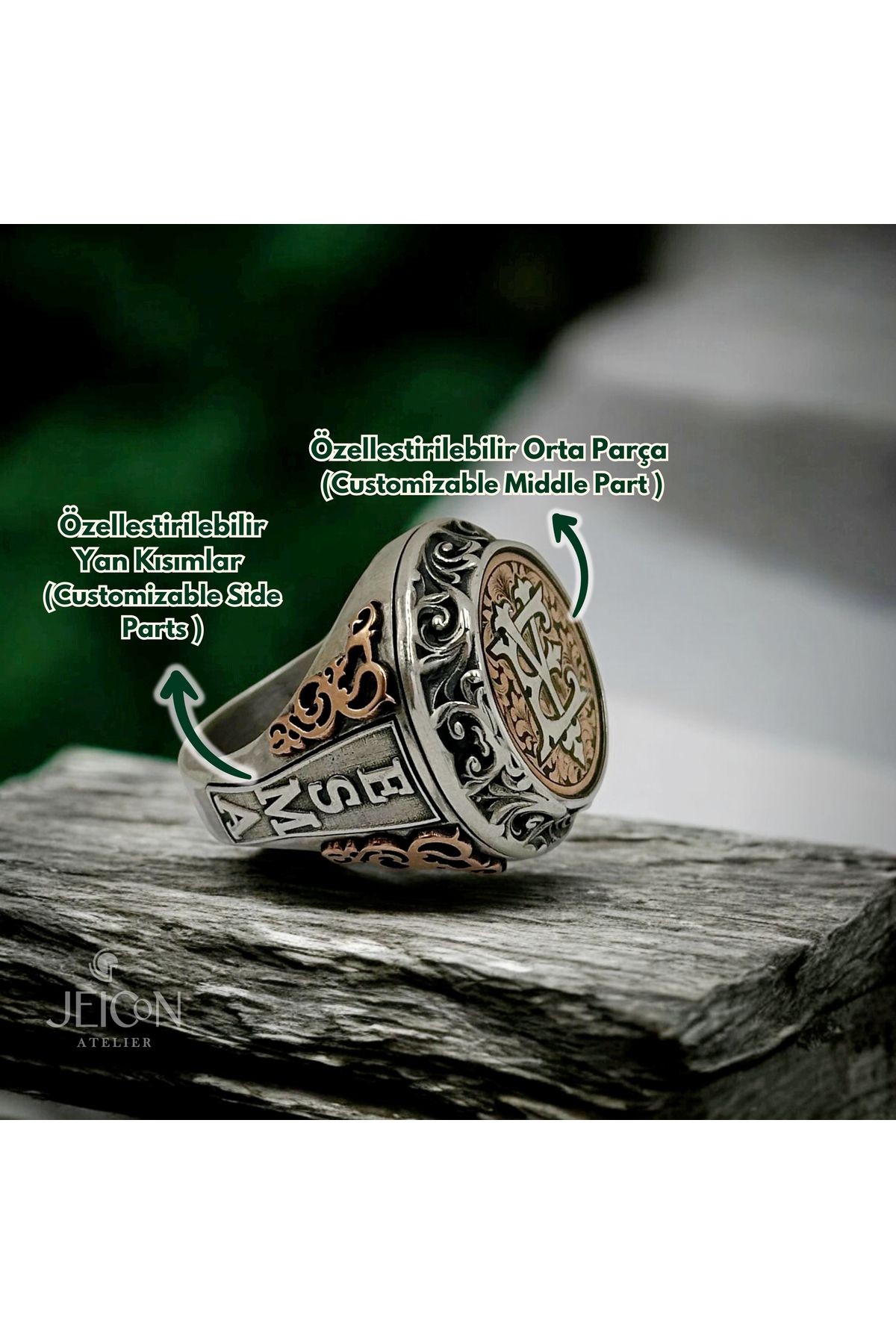Monogram Harf Ve İsim İşlemeli Özelleştirilebilir925 Ayar Gümüş Yüzük