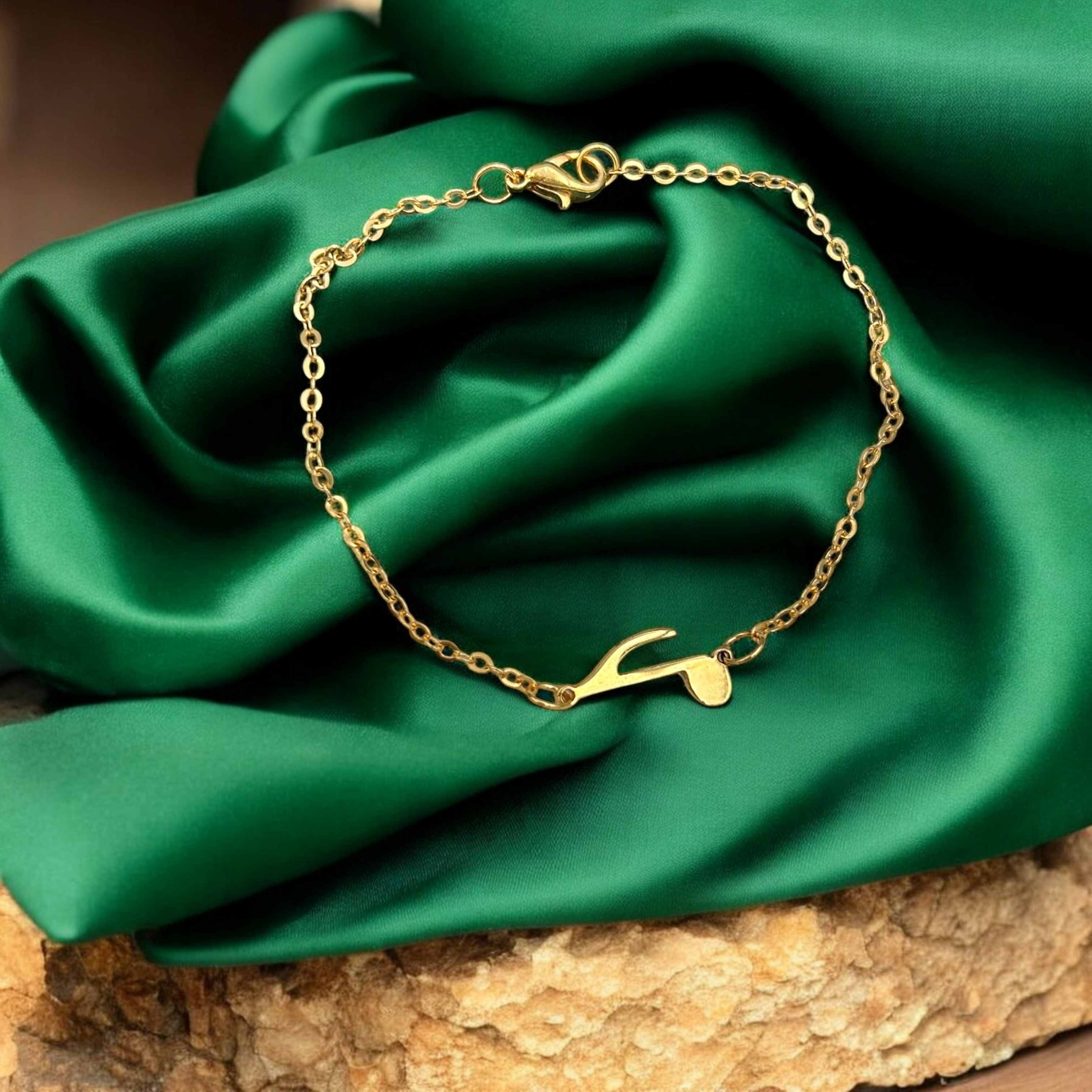 14 Ayar Altın Kaplama Müzik Nota Tasarım Bileklik