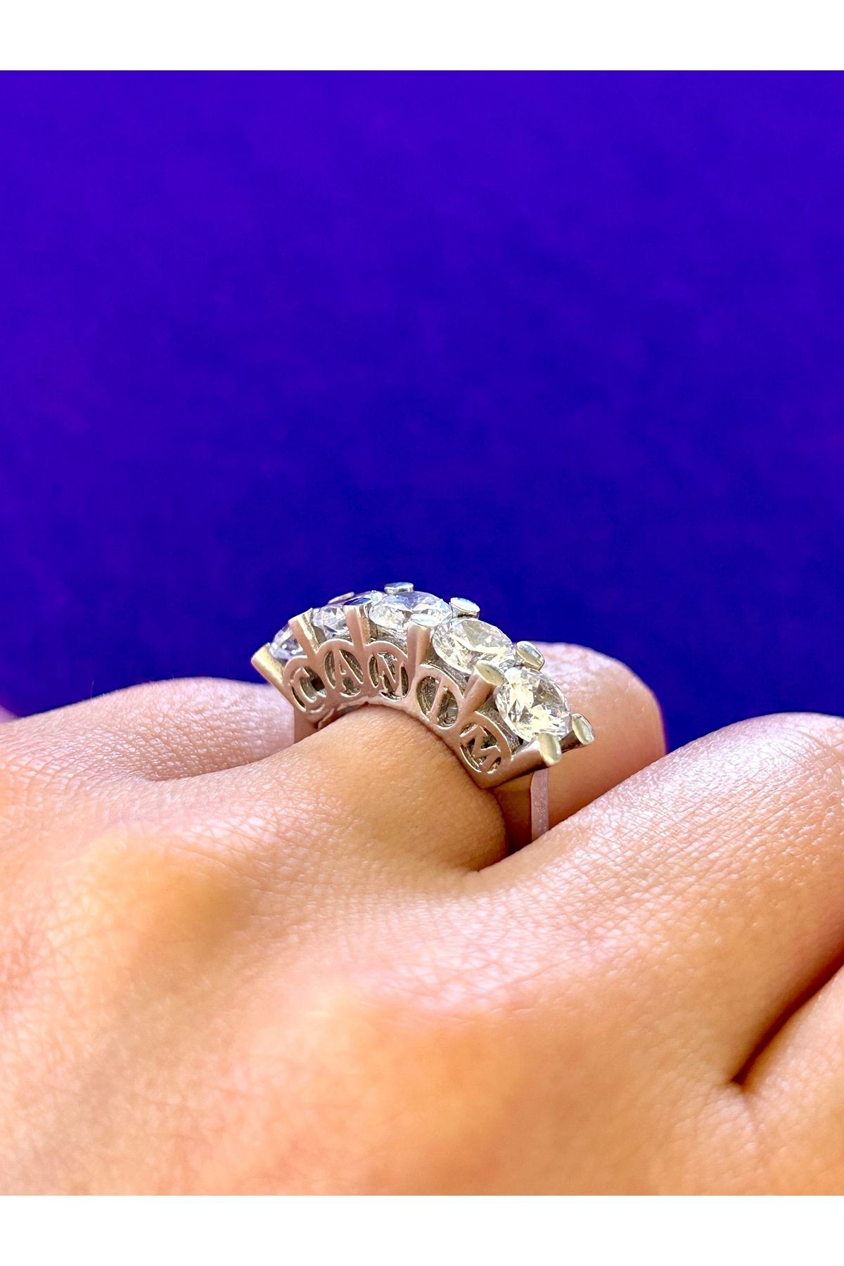 5,95 Gr Silver Renk Büyük Zirkon Beştaş CANIM - AŞKIM  Yazılı Tasarım Yüzük