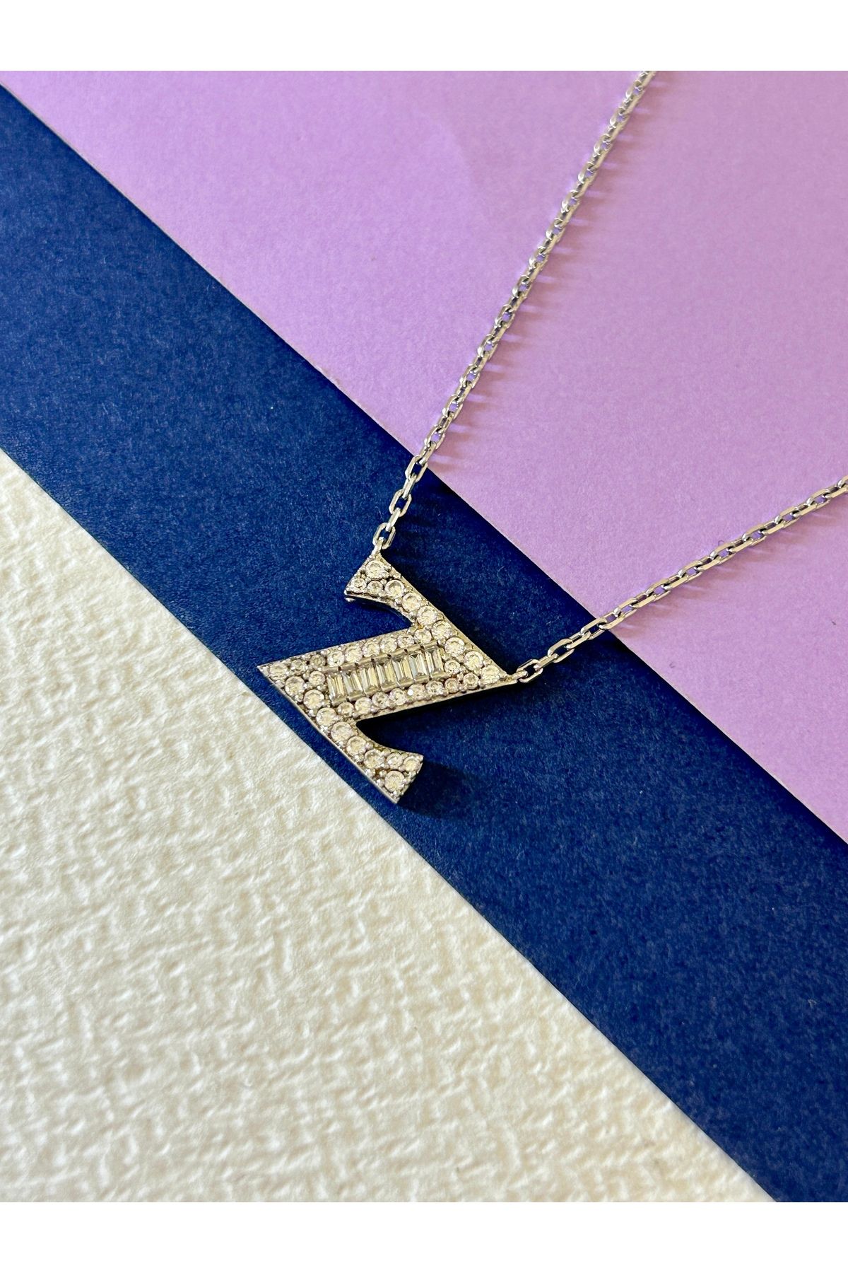 BAGET TAŞLI Z HARF 925 GÜMÜŞ KOLYE