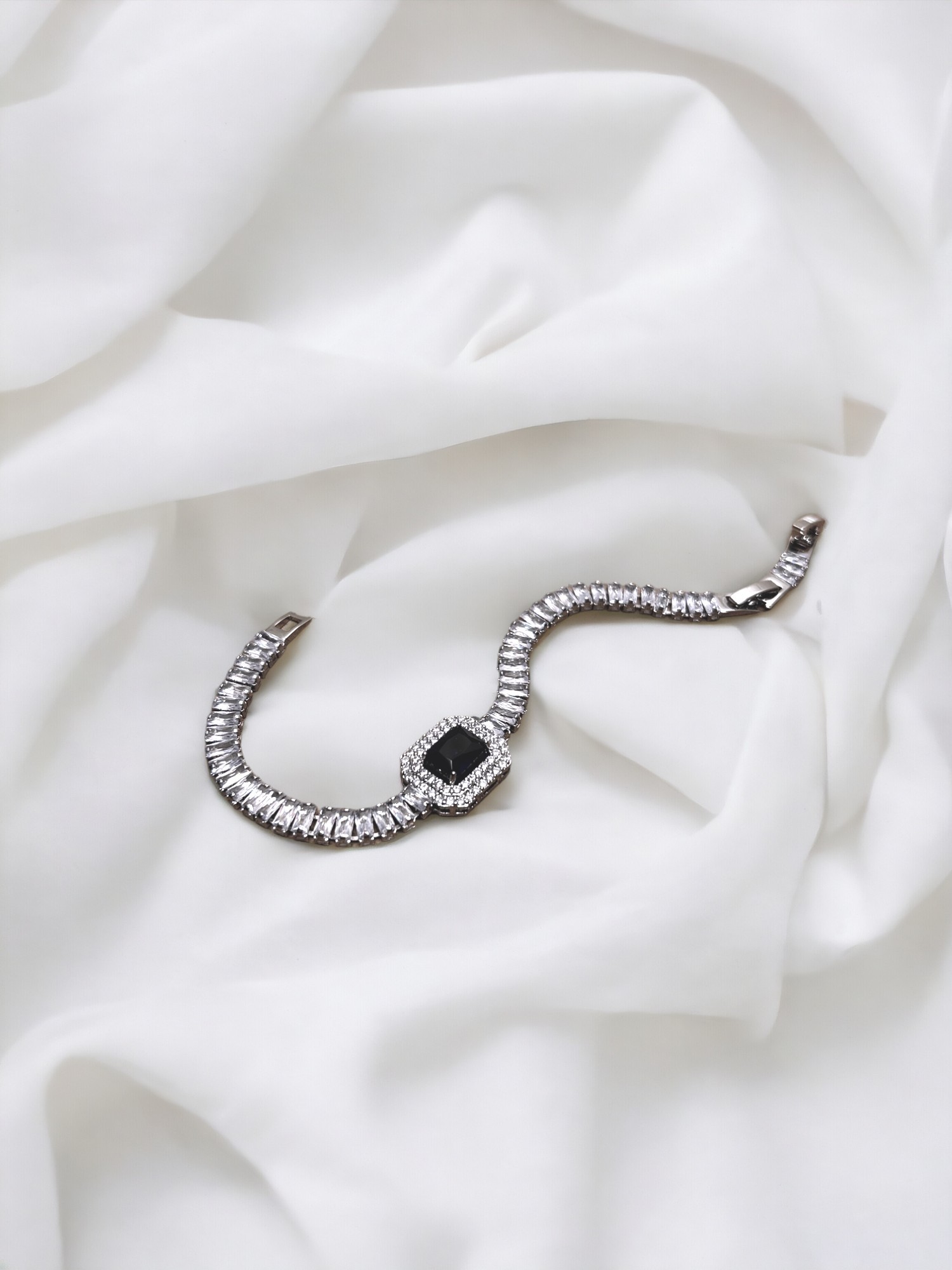 Dark Blue Stone Baguette Bracelet