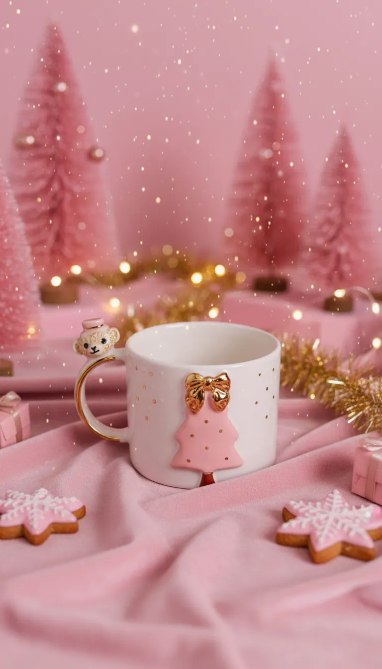 Noel Seramik Mug-Pembe Çam