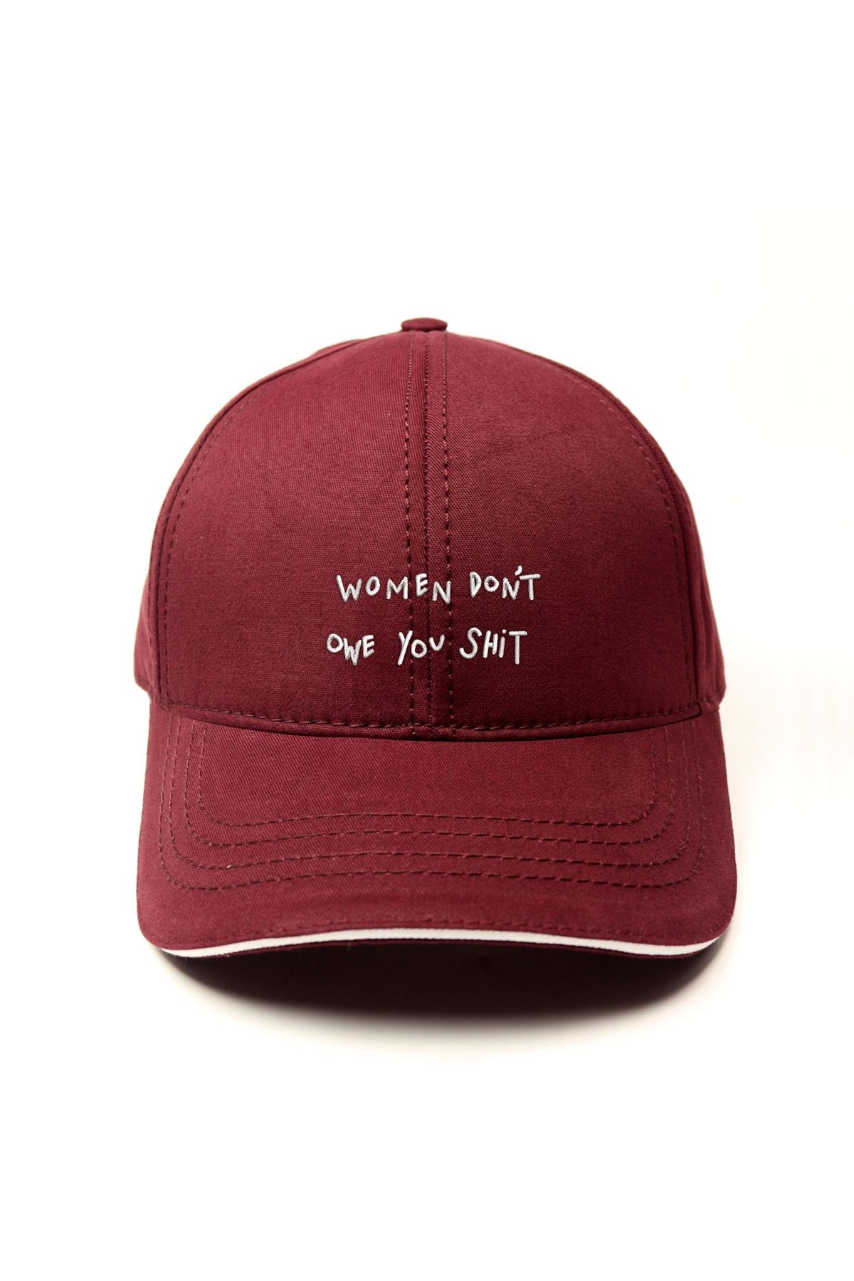 Women Don't Owe You Shit Şapka, Nakış Işlemeli Güçlü Kadın Şapkamız - bordo