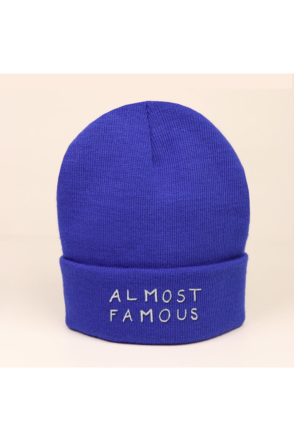 Almost Famous işlemeli Bere - mavi