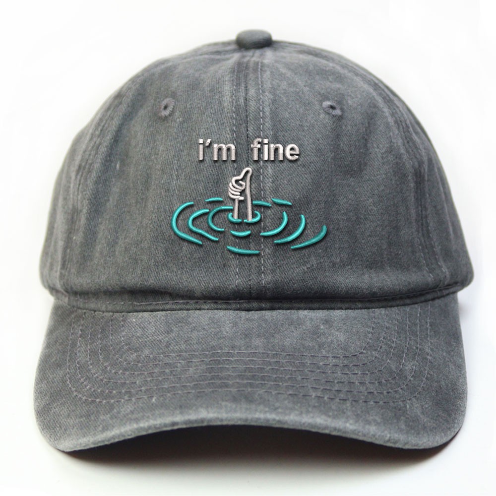 i'm fine İşlemeli Retro Şapka - Füme