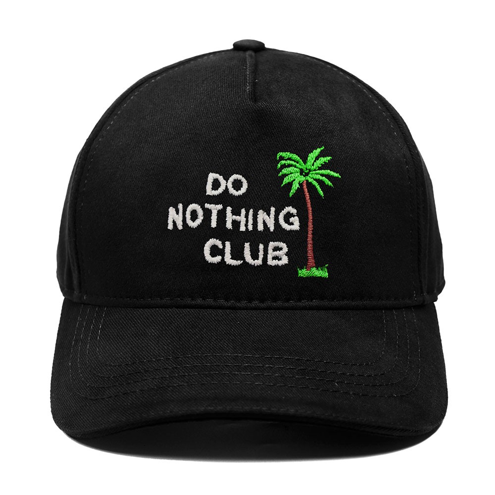 Do Nothing Club Nakışlı Yüksek Profilli Şapka - Siyah