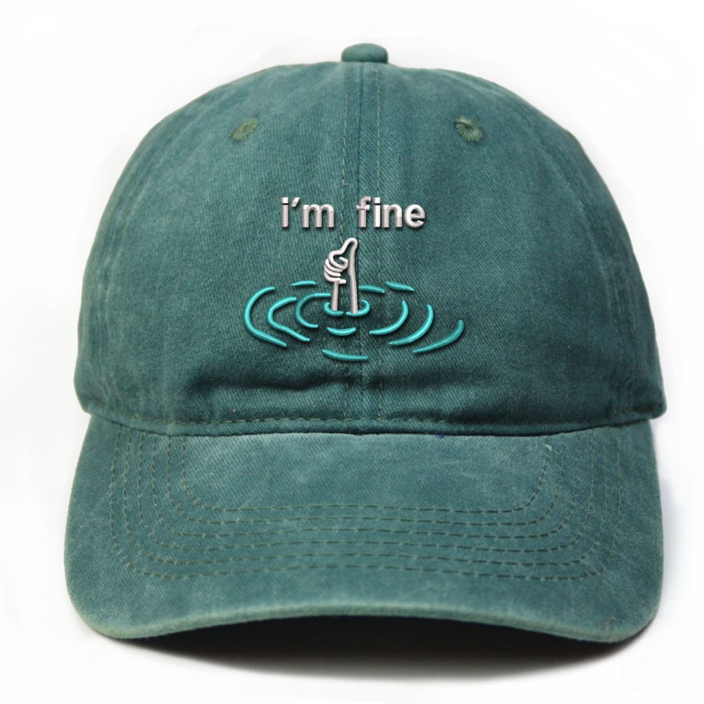 i'm fine İşlemeli Retro Şapka - mint yeşil