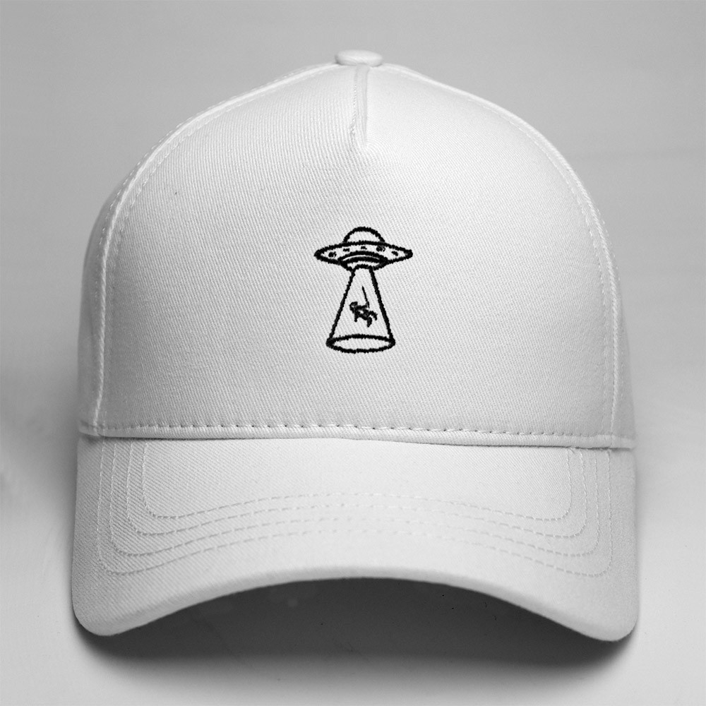 Uzaylı - Ufo temalı Yüksel Profil Şapka - Beyaz