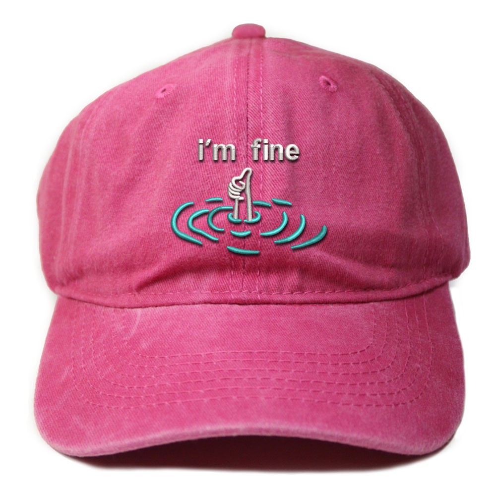 i'm fine İşlemeli Retro Şapka - Pembe