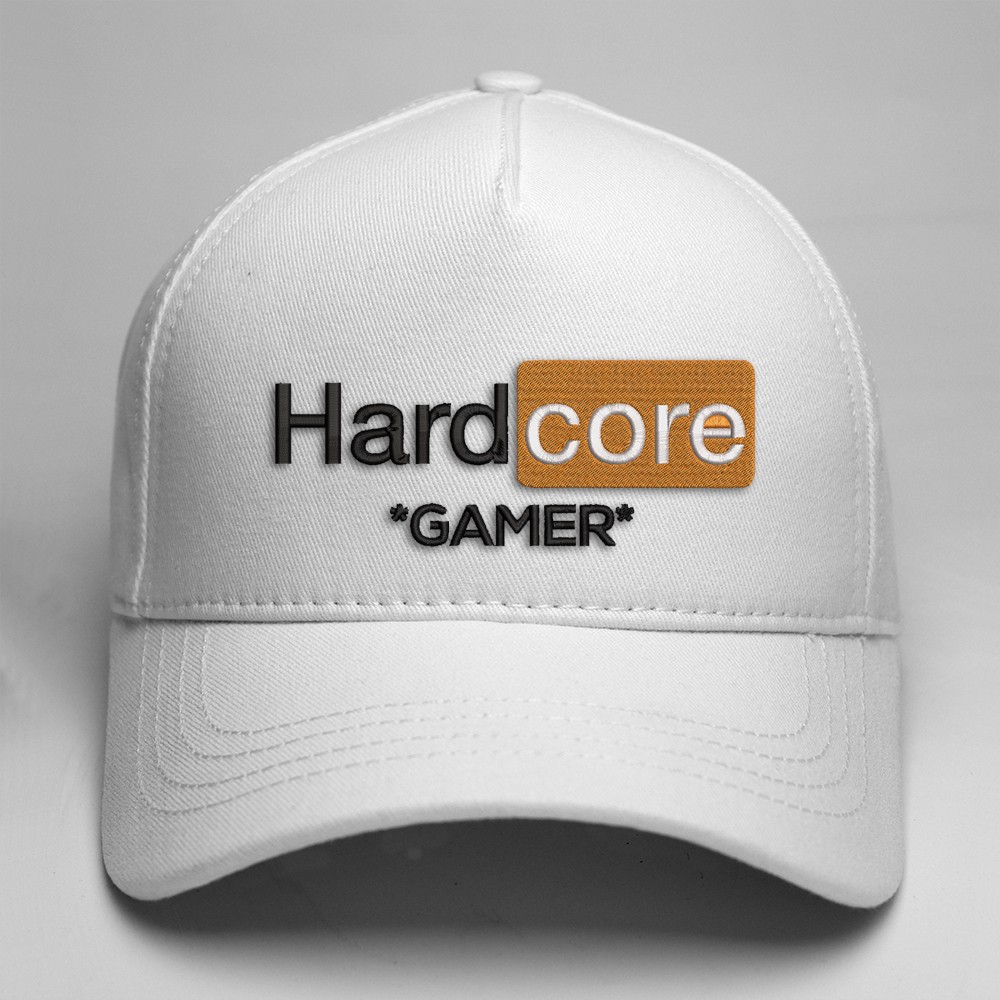 HardCore Gamer işlemeli Oyuncu Şapkası - Beyaz