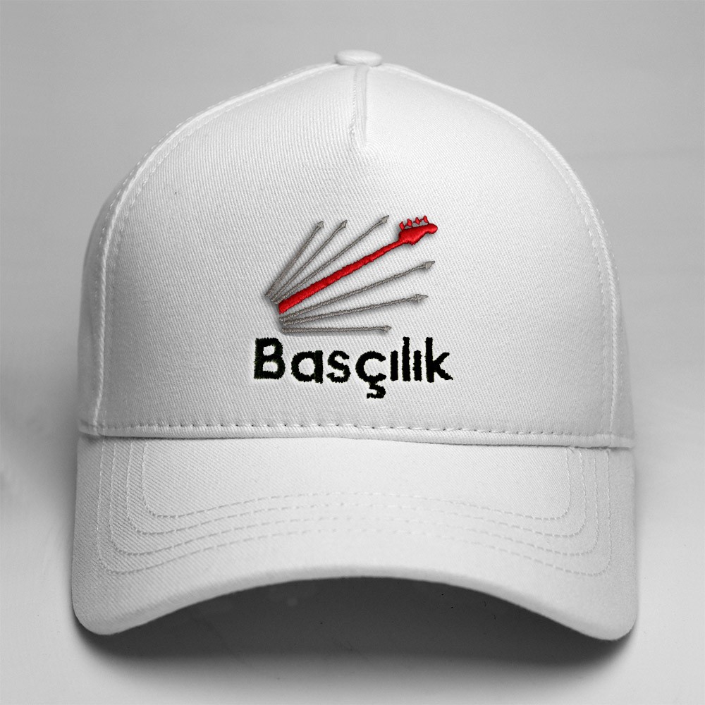 Bas Gitar - Basçılık Müzisyen Yüksek Profil Şapka - Beyaz