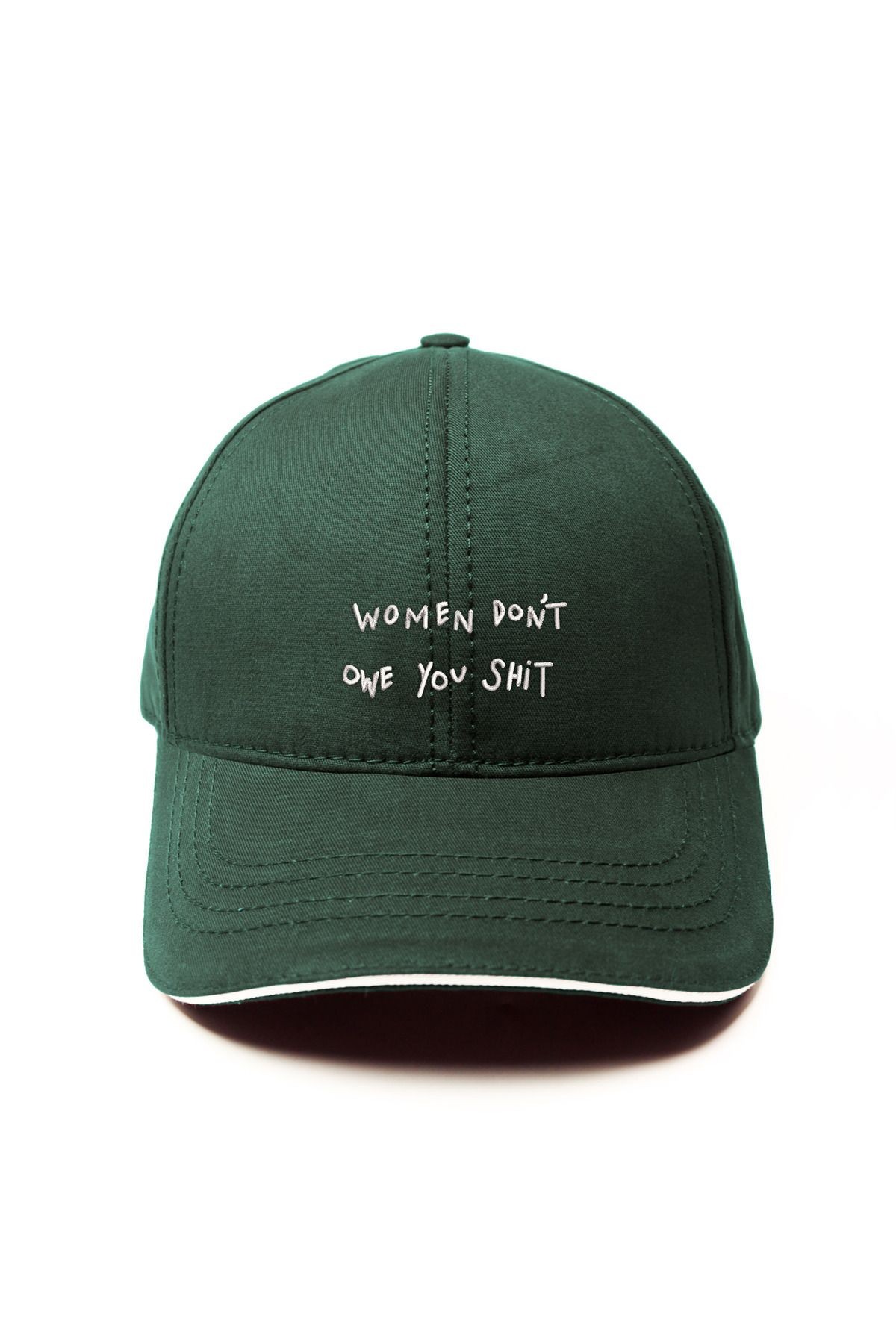 Women Don't Owe You Shit Şapka, Nakış Işlemeli Güçlü Kadın Şapkamız - yeşil