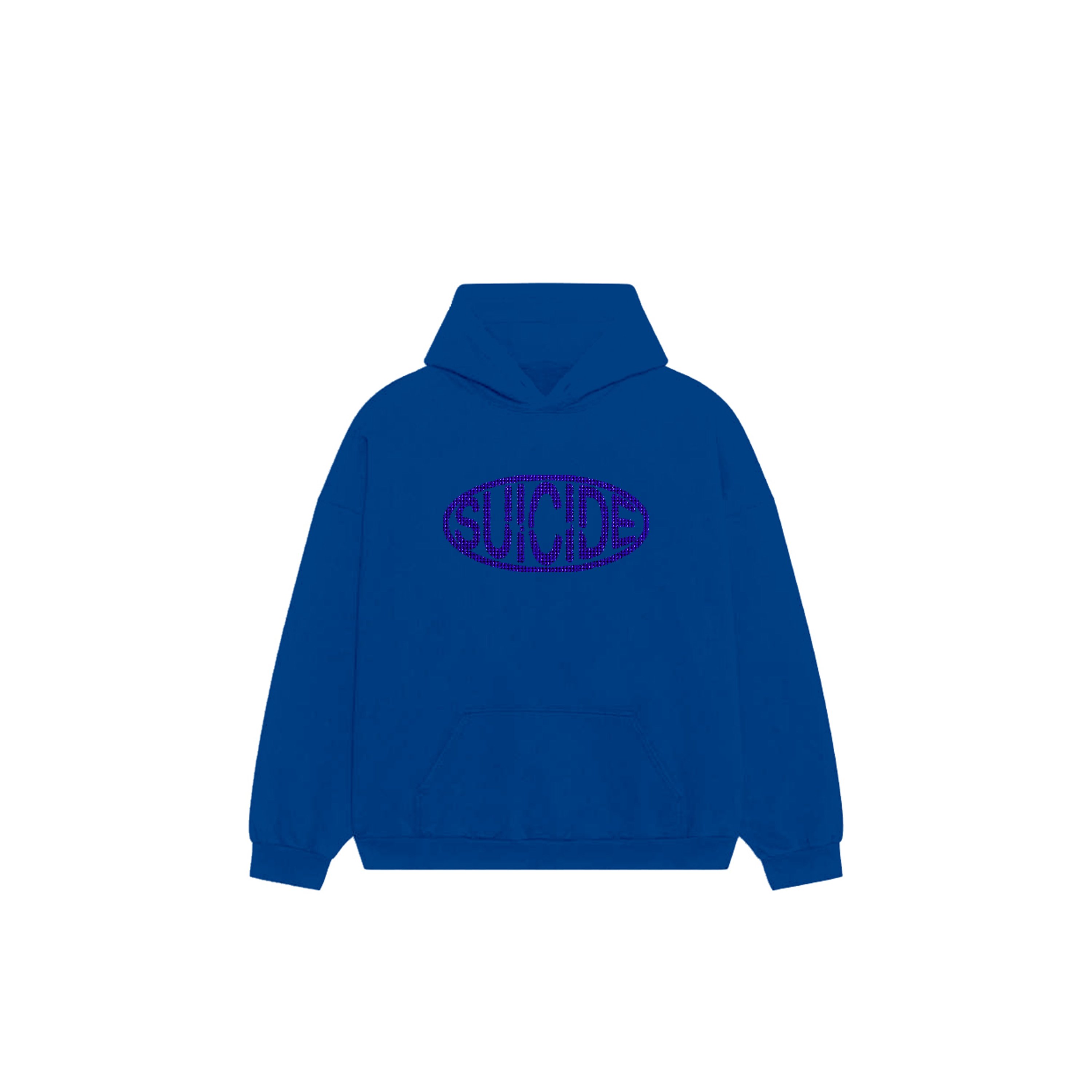 ARABIC BLUE RHINESTONE ON BLUE HOODIE