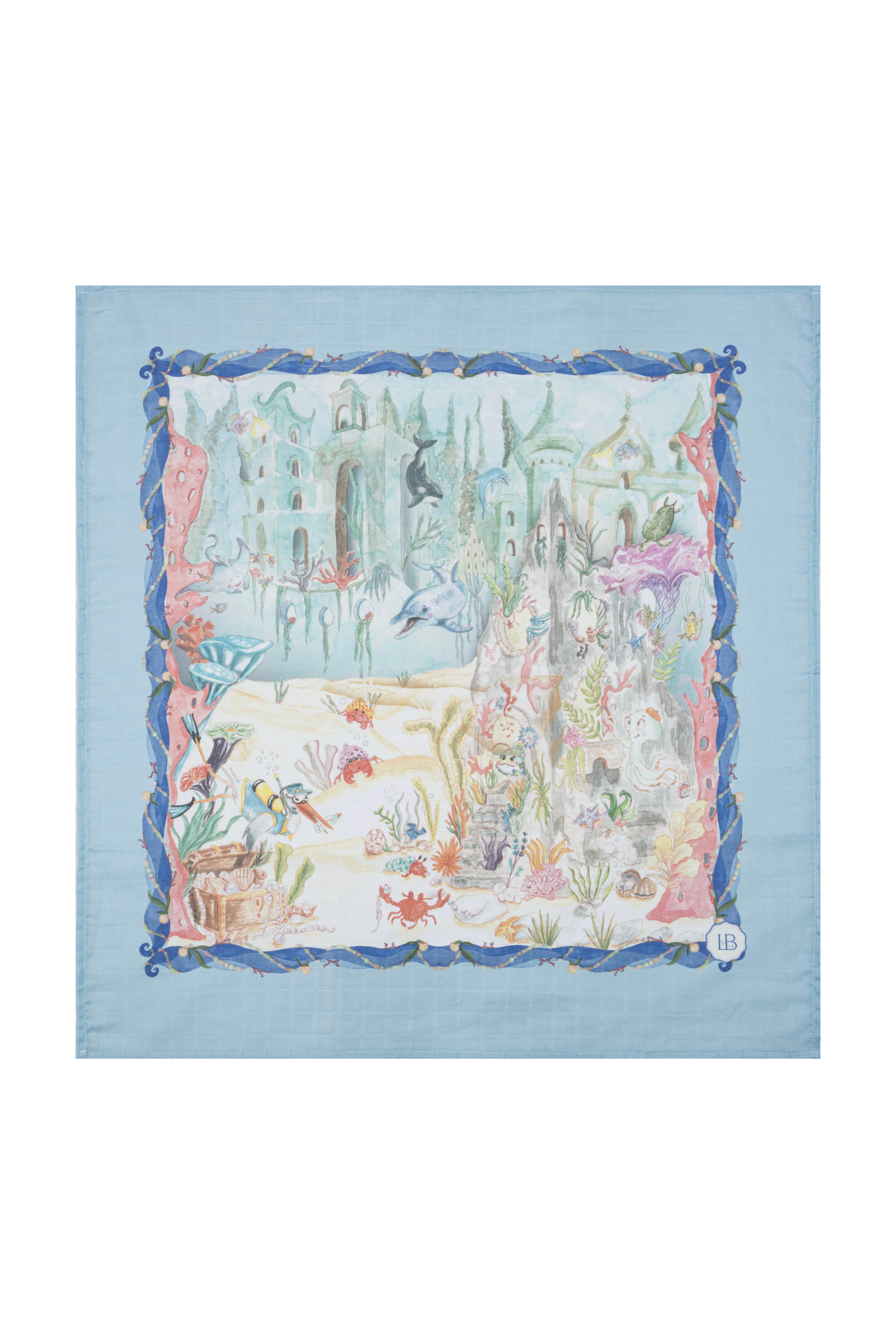 Muslin Örtü - Atlantis - Koyu Mavi