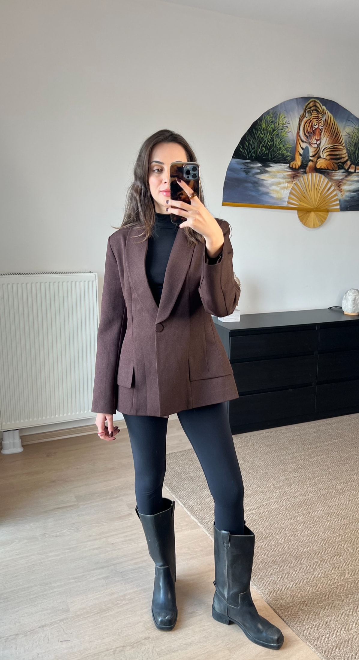 Belden Oturtmalı Kahverengi Blazer Ceket