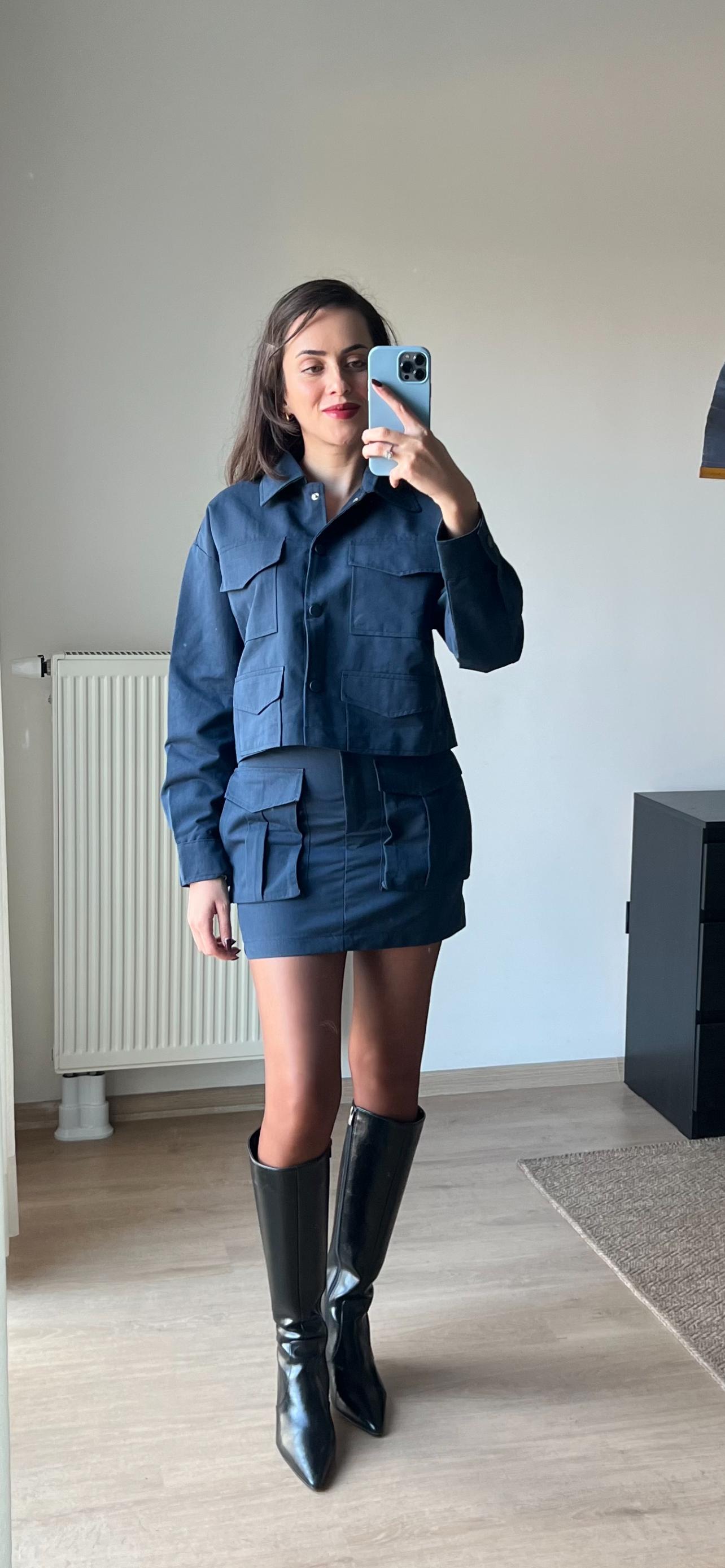 Lacivert Gabardin Kumaş Cep Detaylı Takım