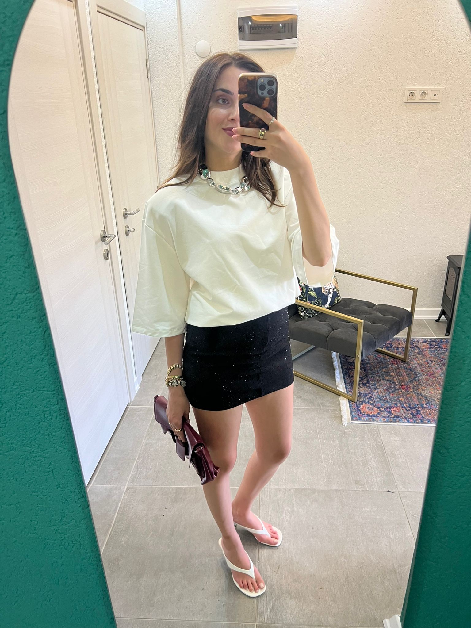 Vatkalı Oversize Beyaz Tshirt