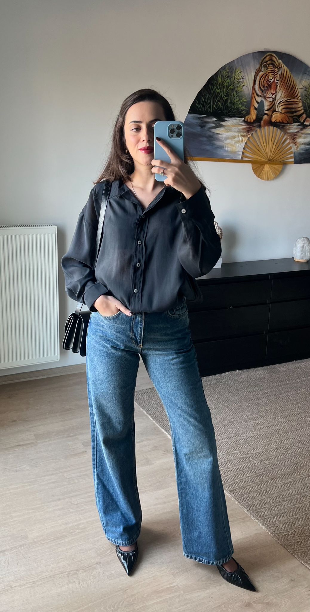 Siyah Şeffaf Gömlek